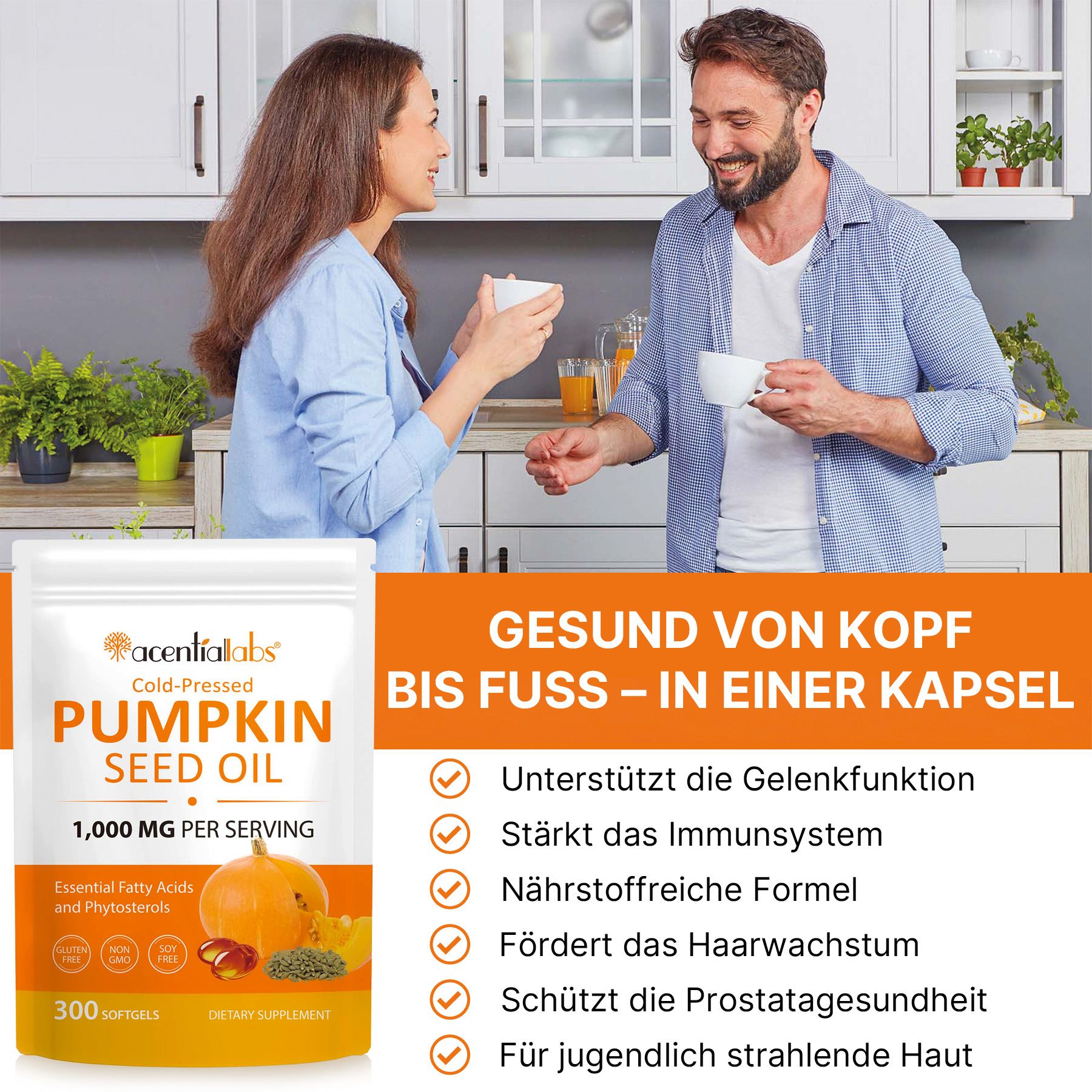 Acentiallabs  Capsule softgel all'olio di semi di zucca e olio di saw palmetto per la salute