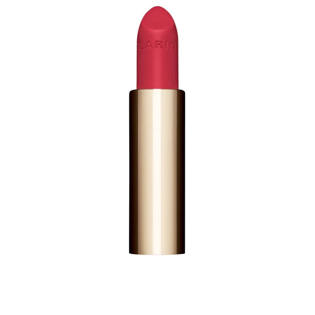 Rossetto con astuccio dorato e stick rosso. Il nome del marchio è impresso sullo stick.