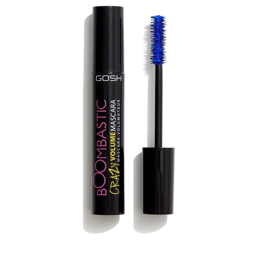 Gosh Boombastic Crazy Volume Mascara Blu. Tubetto nero con applicatore blu.