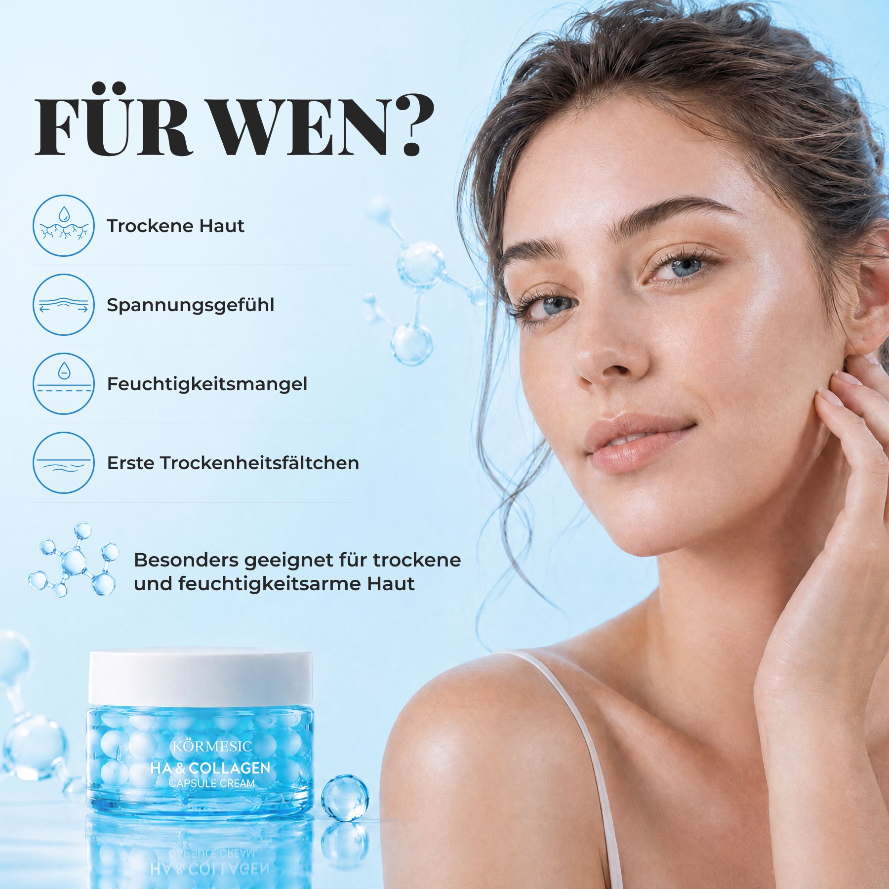 KORMESIC Crema viso Crema in capsule con acido ialuronico e collagene Antirughe