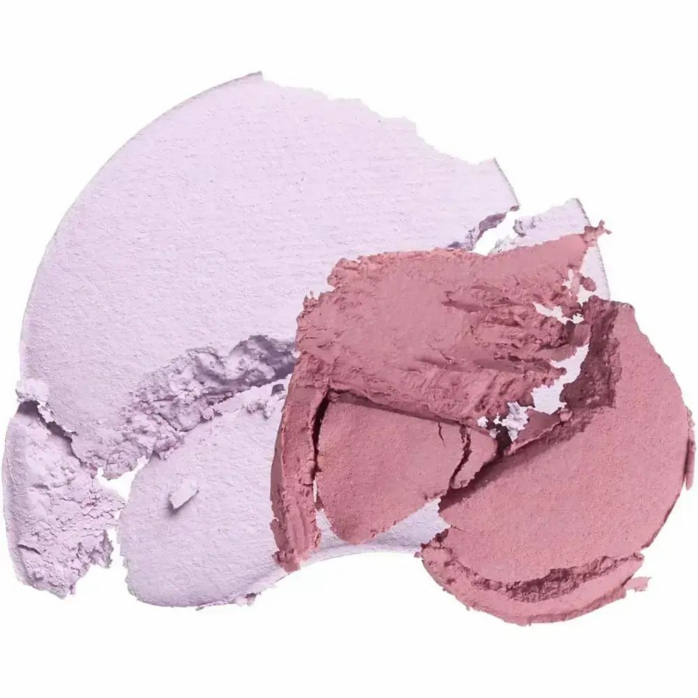 Due colori di fard rotti. Uno viola e uno rosa. La consistenza è in polvere.