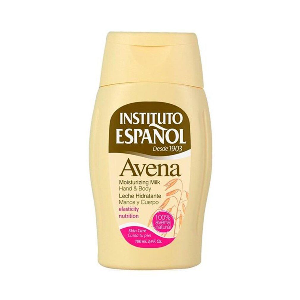 Flacone beige di Latte idratante Avena per mani e corpo di Instituto Español.