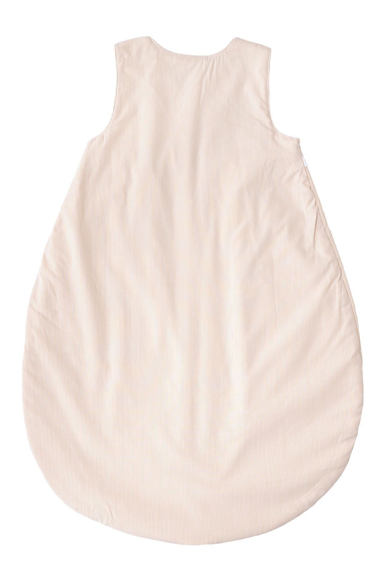 Vista posteriore di un sacco nanna beige. Design semplice senza dettagli visibili.