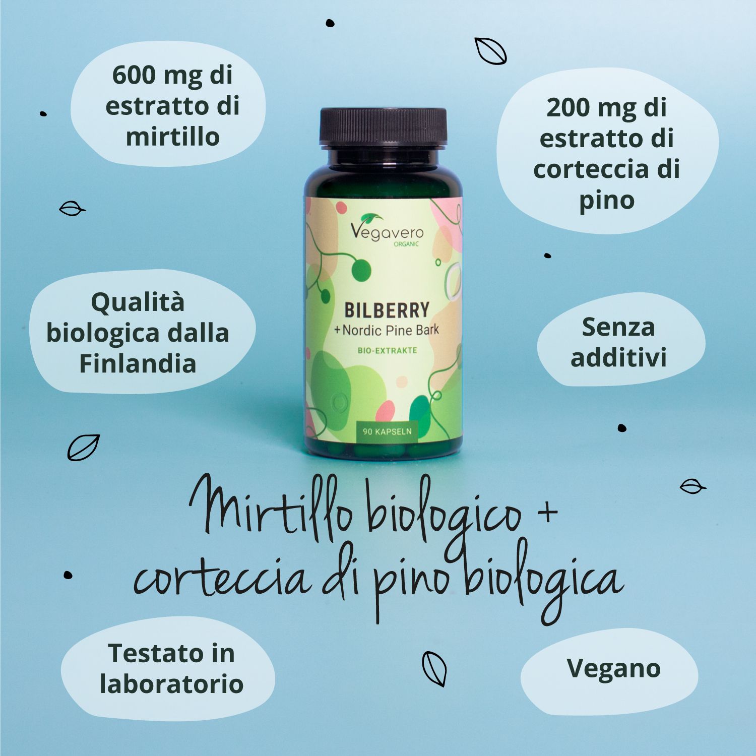VEGAVERO Mirtillo Nero + Corteccia di Pino BIO,