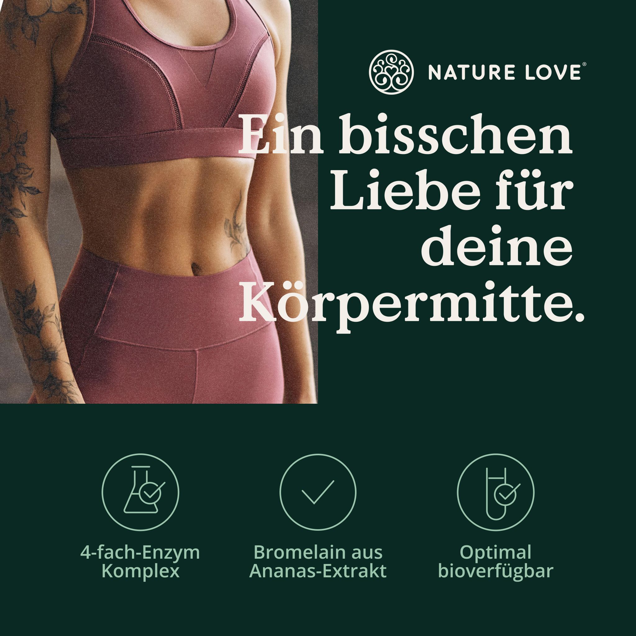 Donna in abbigliamento sportivo, testo: Un po' d'amore per il tuo centro.