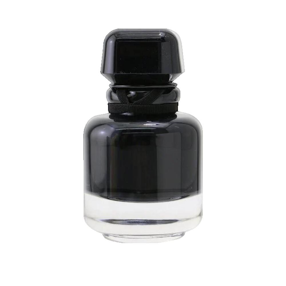 Flacone nero con tappo nero. Base in vetro trasparente. Scritta: L'Interdit Givenchy.