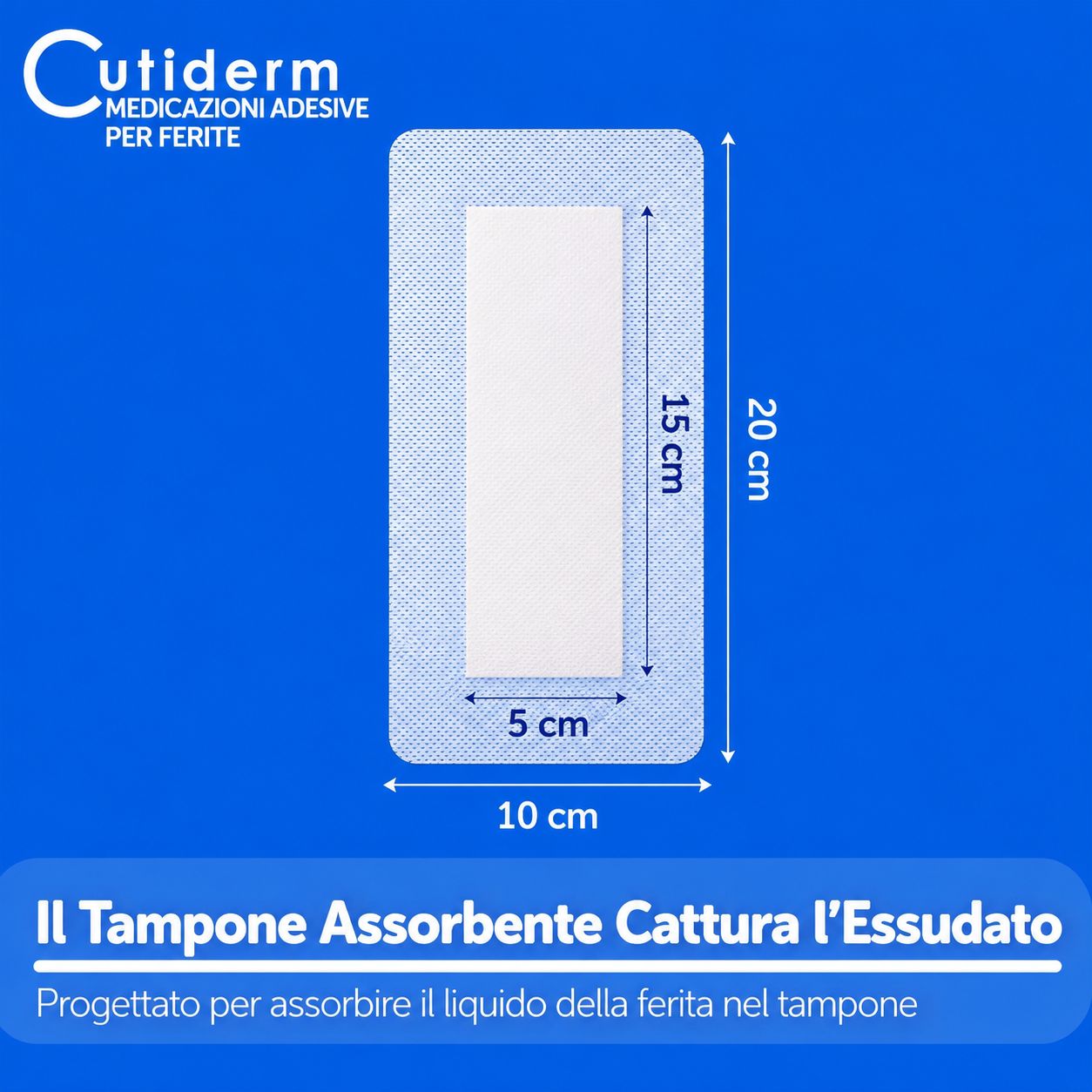 Bendaggio autoadesivo per ferite 10 x 20 cm Cutiderm