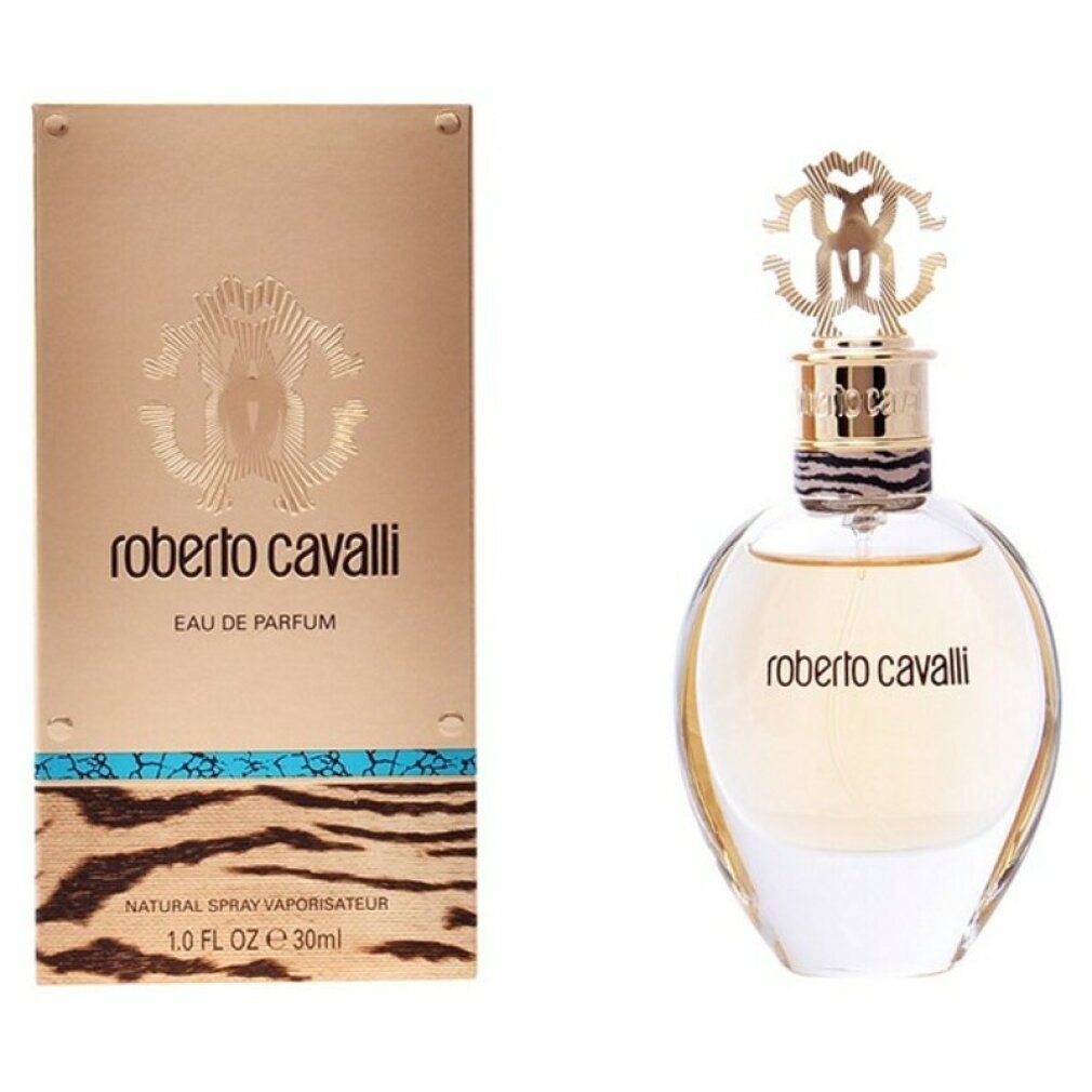 Flacone di profumo e confezione. Flacone rotondo, dorato, con logo. Confezione dorata con nome del marchio e testo. 1.0 FL OZ 30ml.