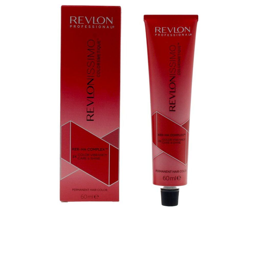 Revlonissimo Colorsmetique 66,60 Deep Red. Tubo e scatola. Confezione rossa. Testo: Ker-Ha Complex, 60ml.