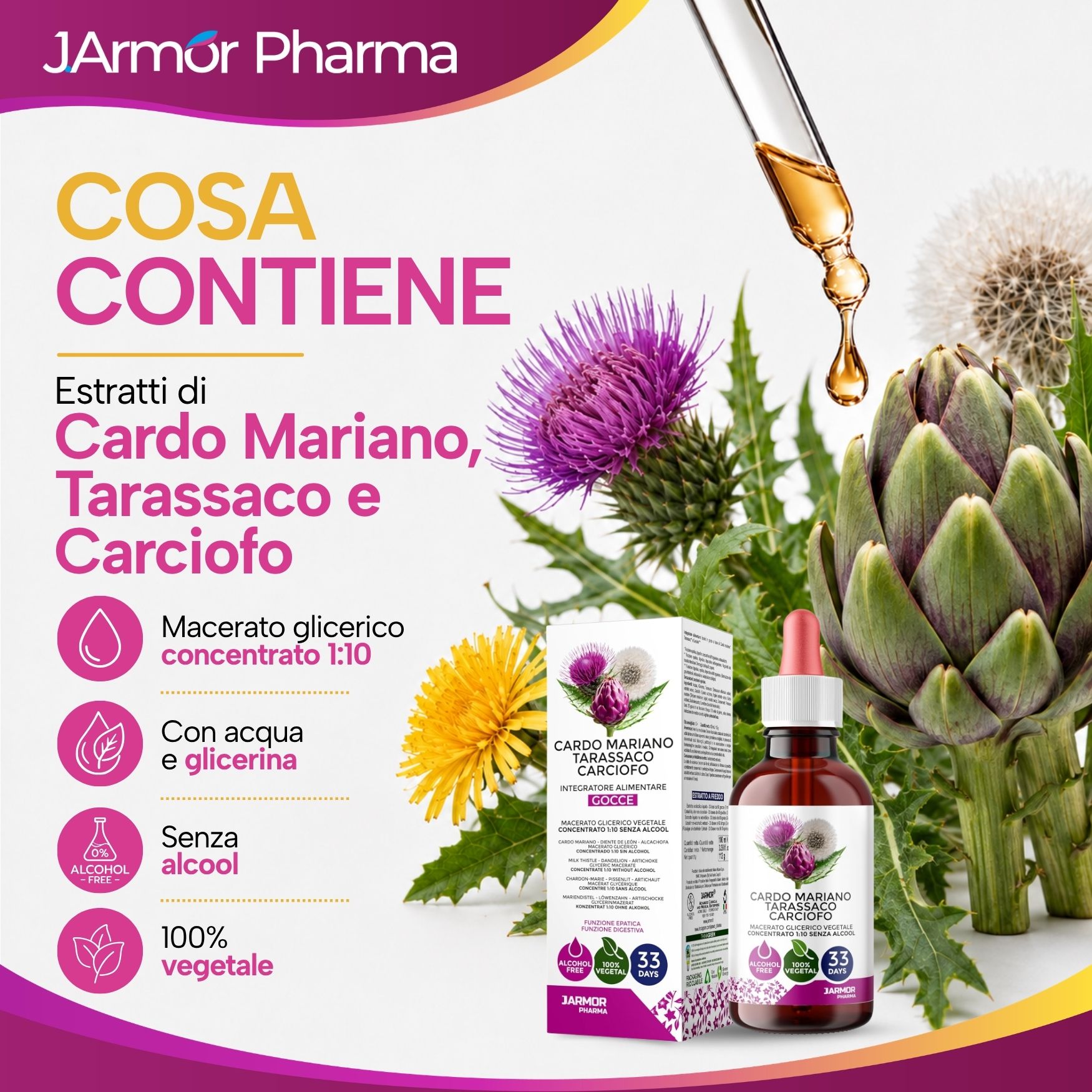 Informazioni sul prodotto: Estratti, macerato glicerico, senza alcol, 100% vegetale.