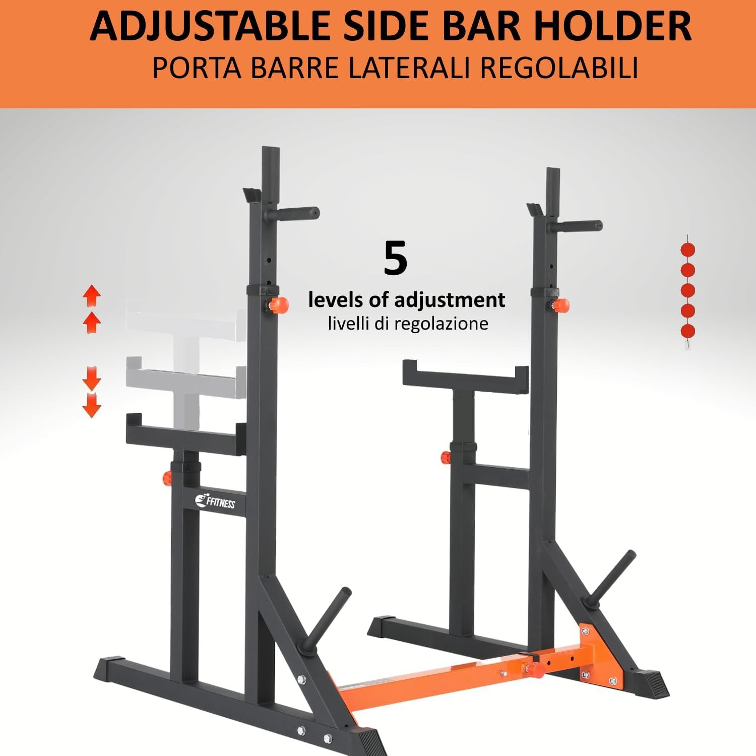 FFitness Squat Rack Regolabile Doppio Supporto Bilanciere FF