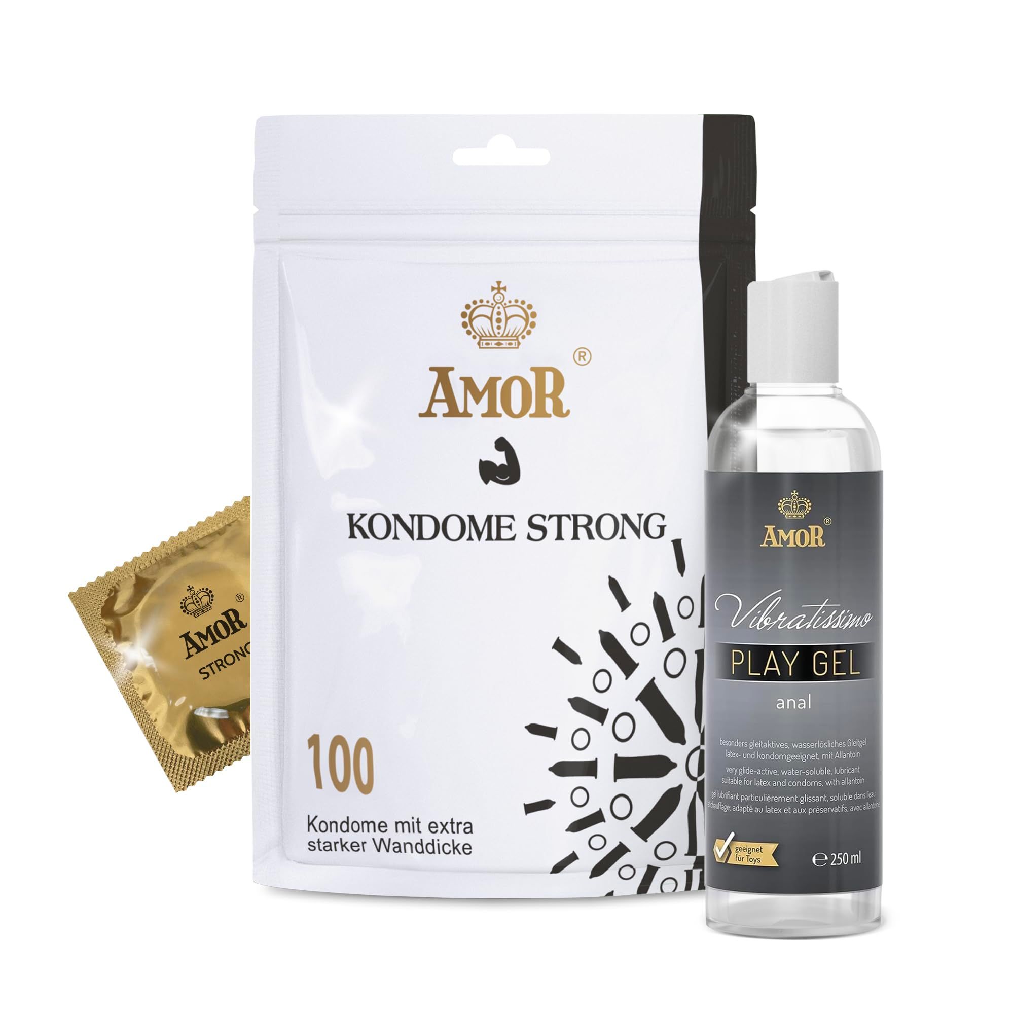 AMOR Strong Preservativi + PlayGel Natural Set