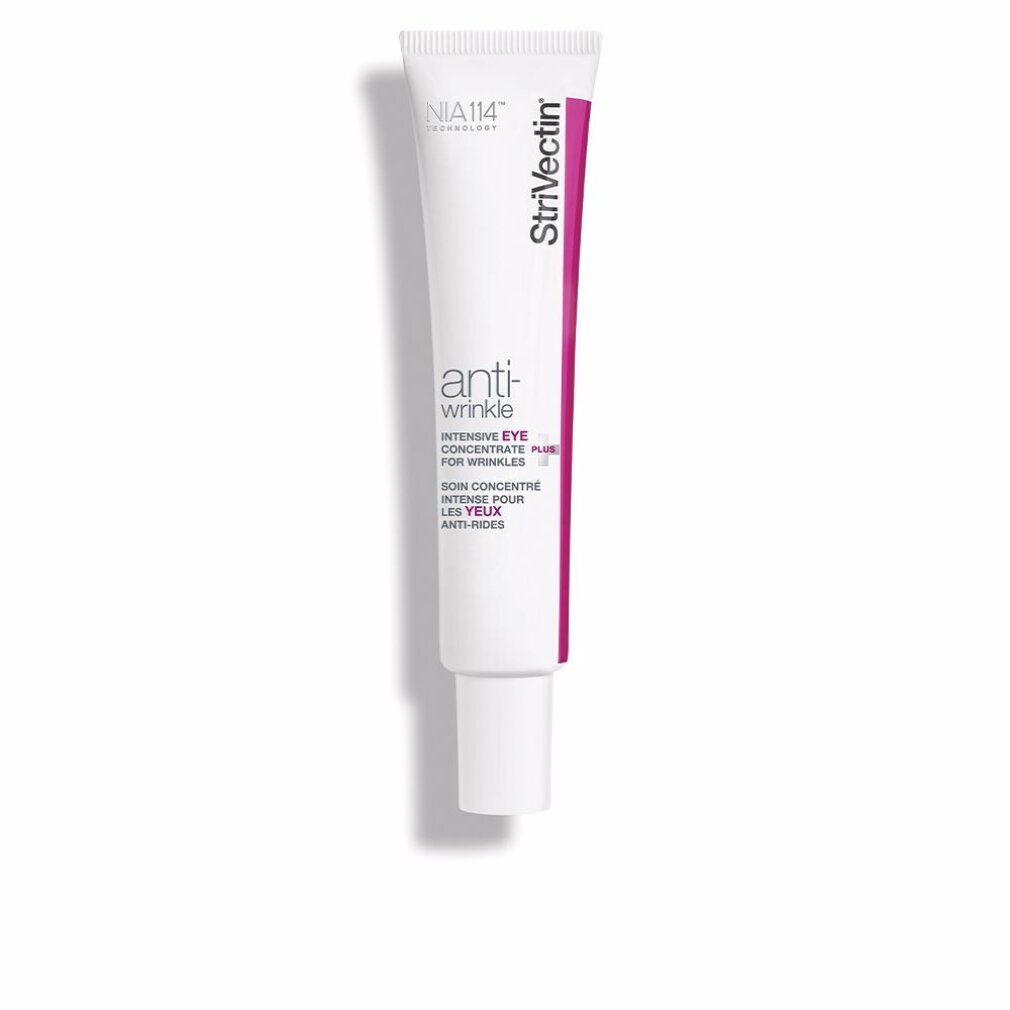 Tubo bianco allungato con dettagli rosa. Scritta: StriVectin, Anti-Wrinkle, Intensive Eye Concentrate.