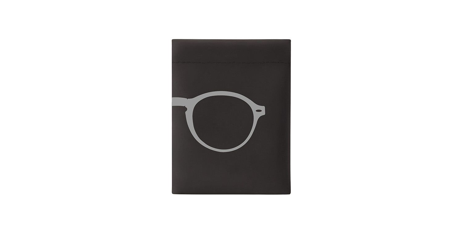 Custodia nera con contorno occhiali argentato. Montana Eyewear.