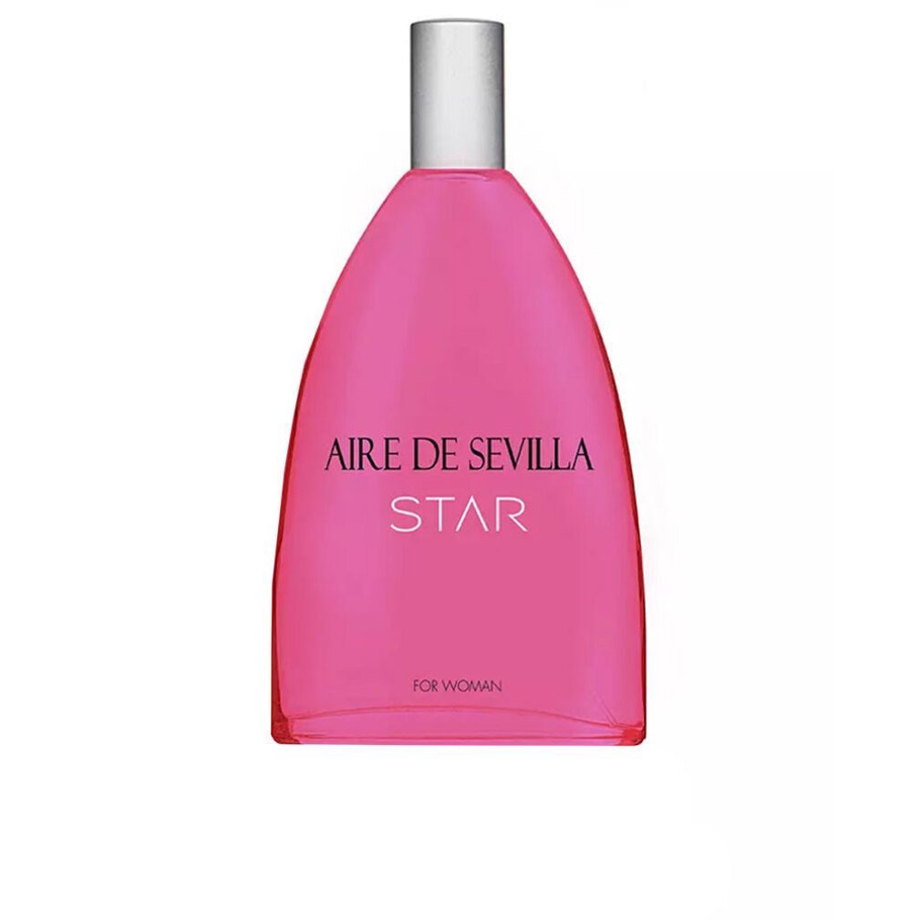 Flacone rosa con tappo argentato. Scritta: Aire de Sevilla Star. Per donna.