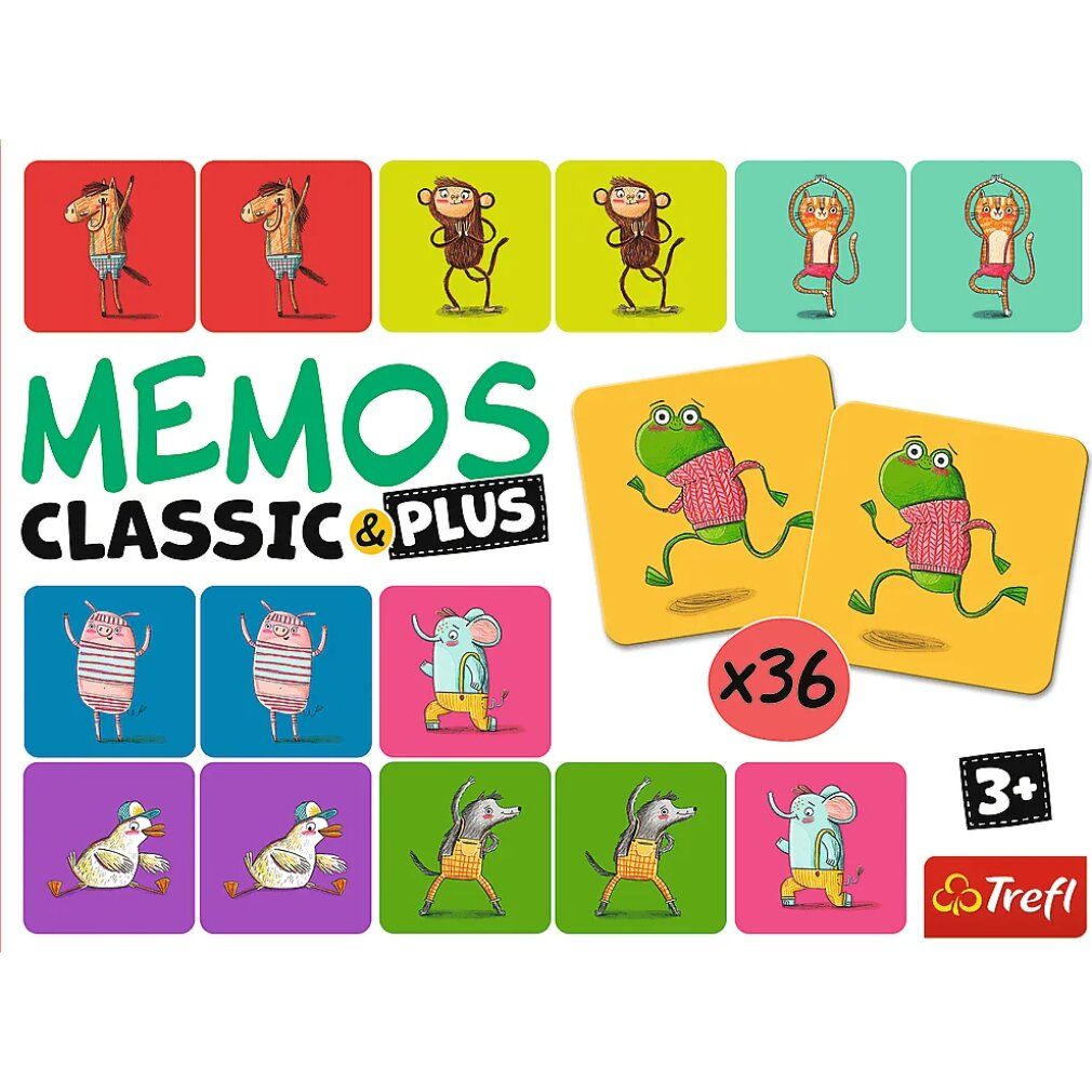 trefl Pexeso Classic&Plus Animals in Motion 3in1