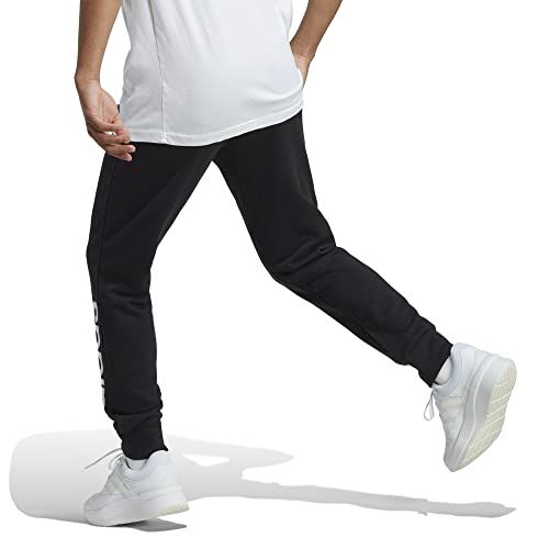 Pantalone Adidas nero con scritta logo bianca sul lato.