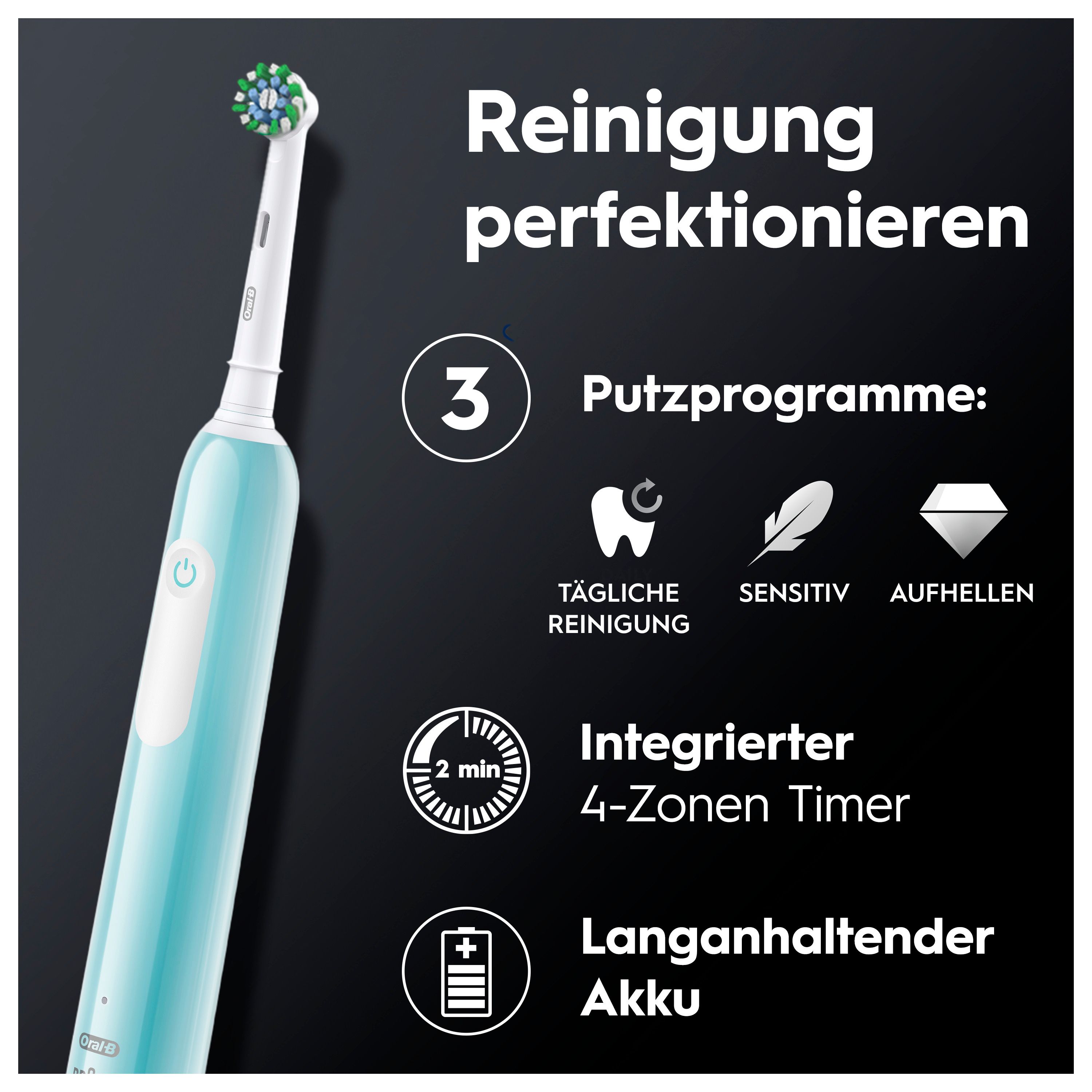 Oral-B Pro 1 Cross Action Adulto Spazzolino rotante Blu, Bianco