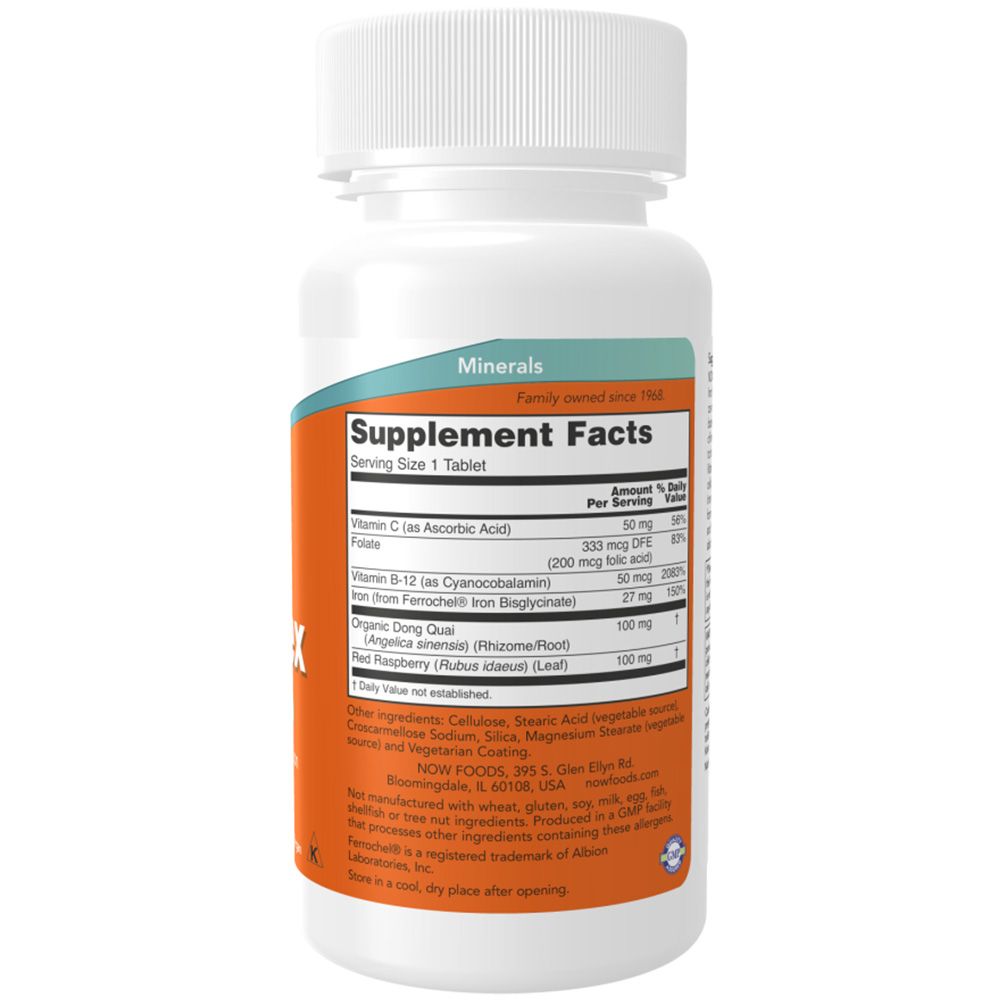 Retro del flacone bianco. Etichetta con informazioni nutrizionali e ingredienti. Marchio: NOW.