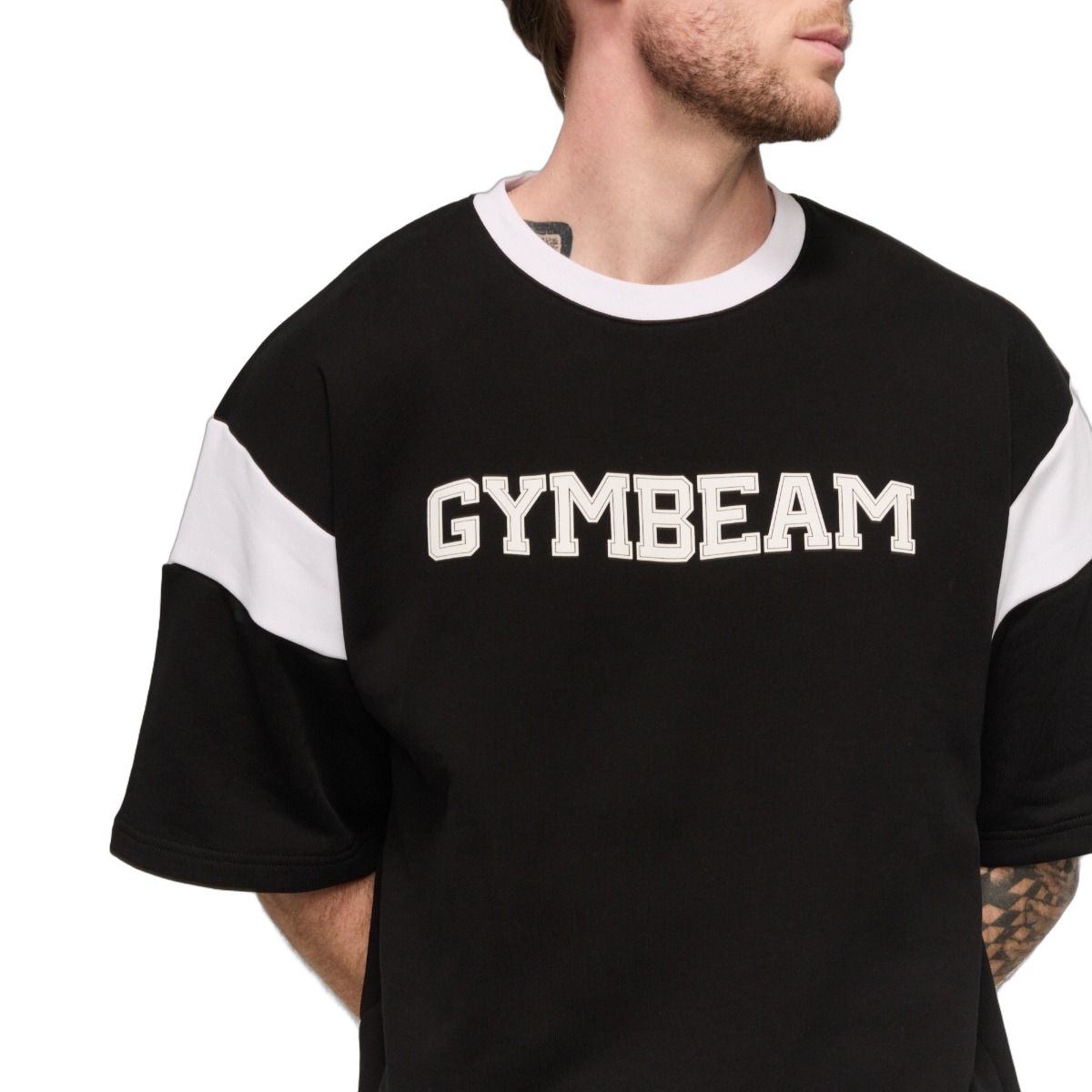 GymBeam Maglietta uomo oversize Heavyweight Premium Varsity Black