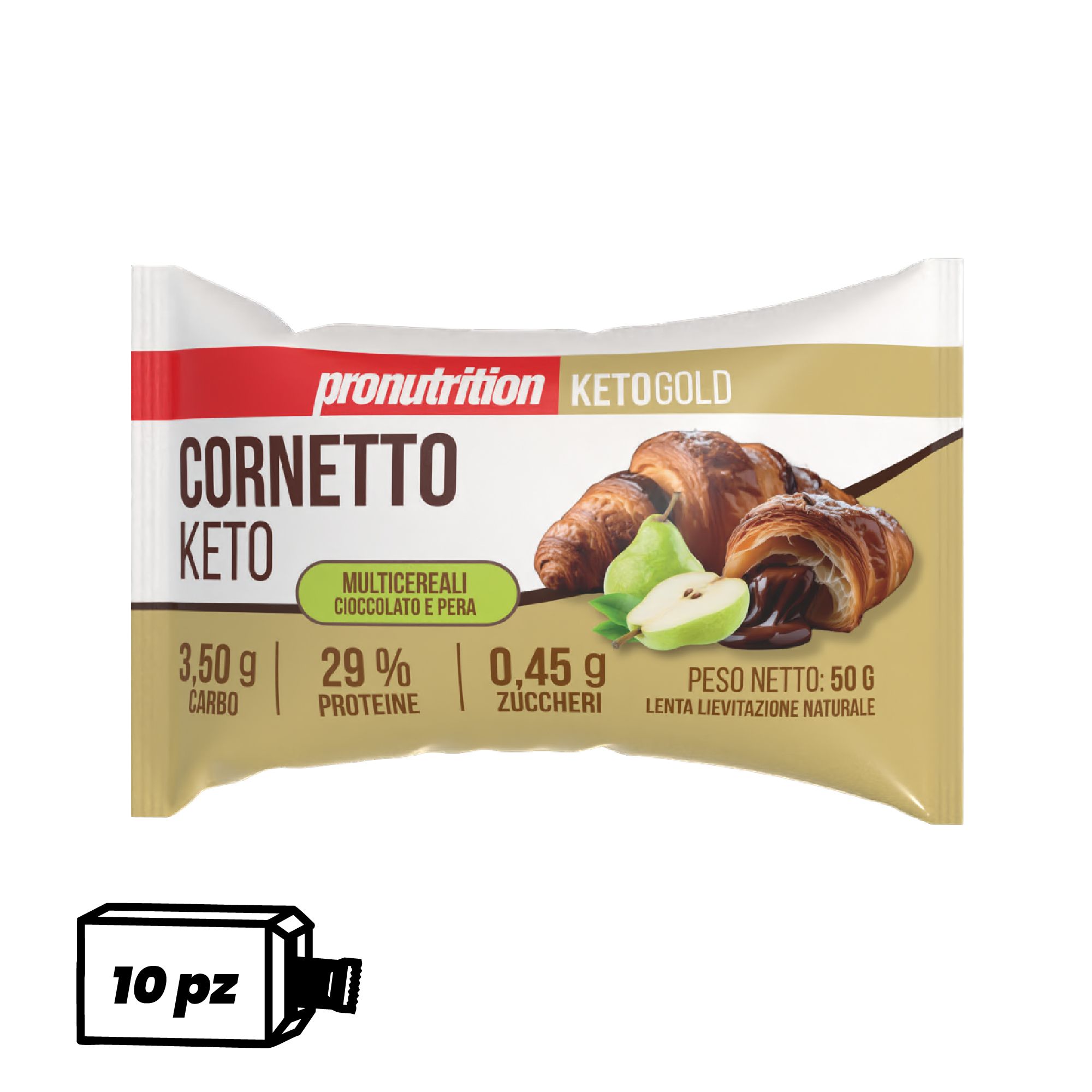 Pronutrition Cornetto keto multicereali (10 pezzi x 50 gr, Cioccolato e pera)