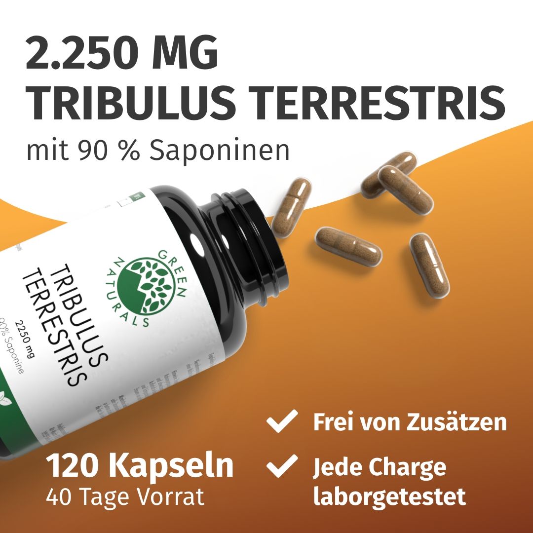 Capsule di Tribulus Terrestris: 2250 mg, 120 capsule, testate in laboratorio, senza additivi.