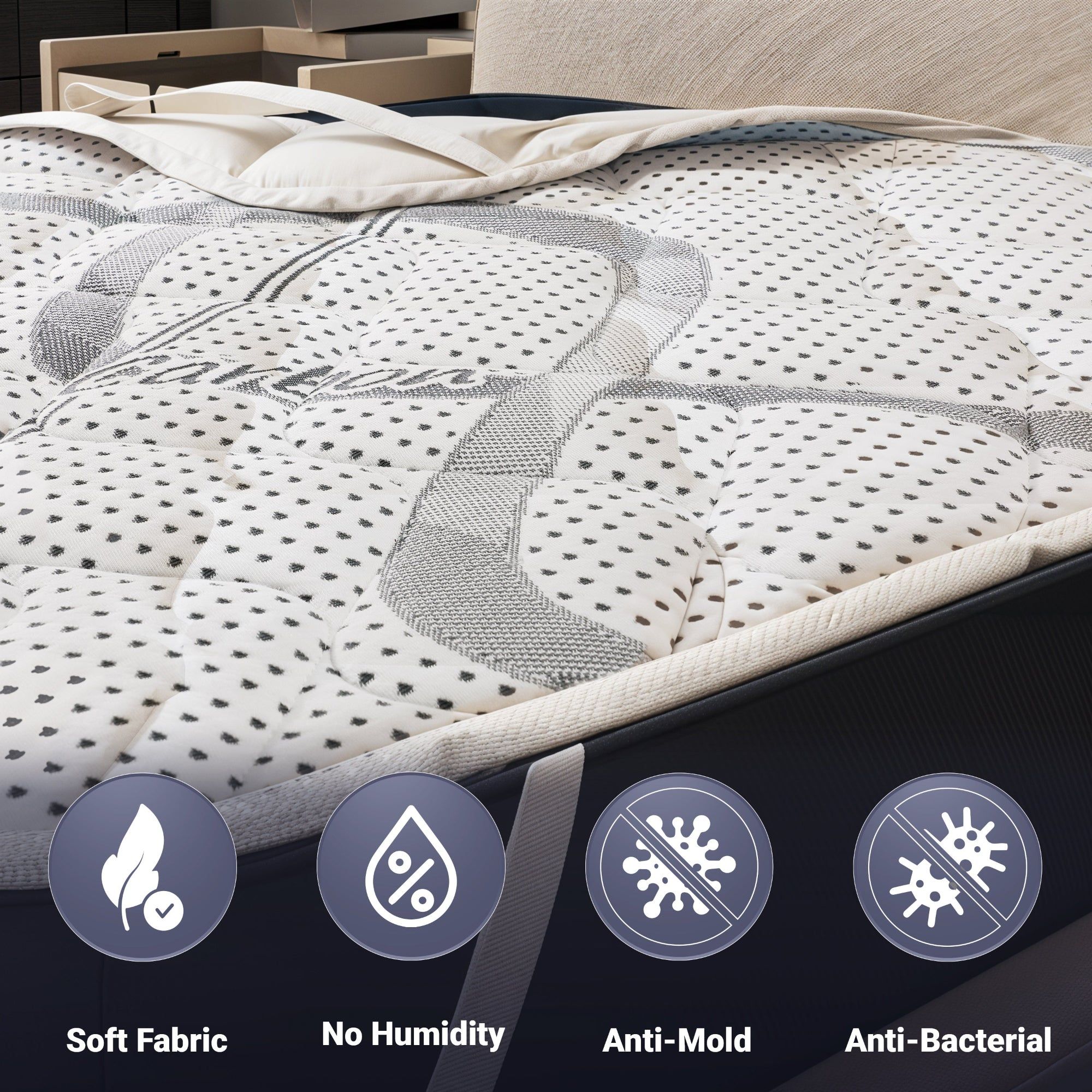 The White Stone Topper Una Piazza e Mezza130X190 Traspirante Altezza 5 cm