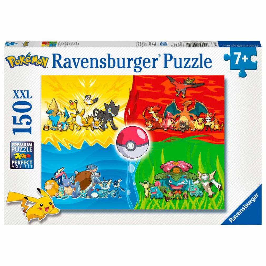 Puzzle Ravensburger Pokémon, 150 pezzi, 7+. Confezione con motivi Pokémon e Pikachu. Puzzle Premium.