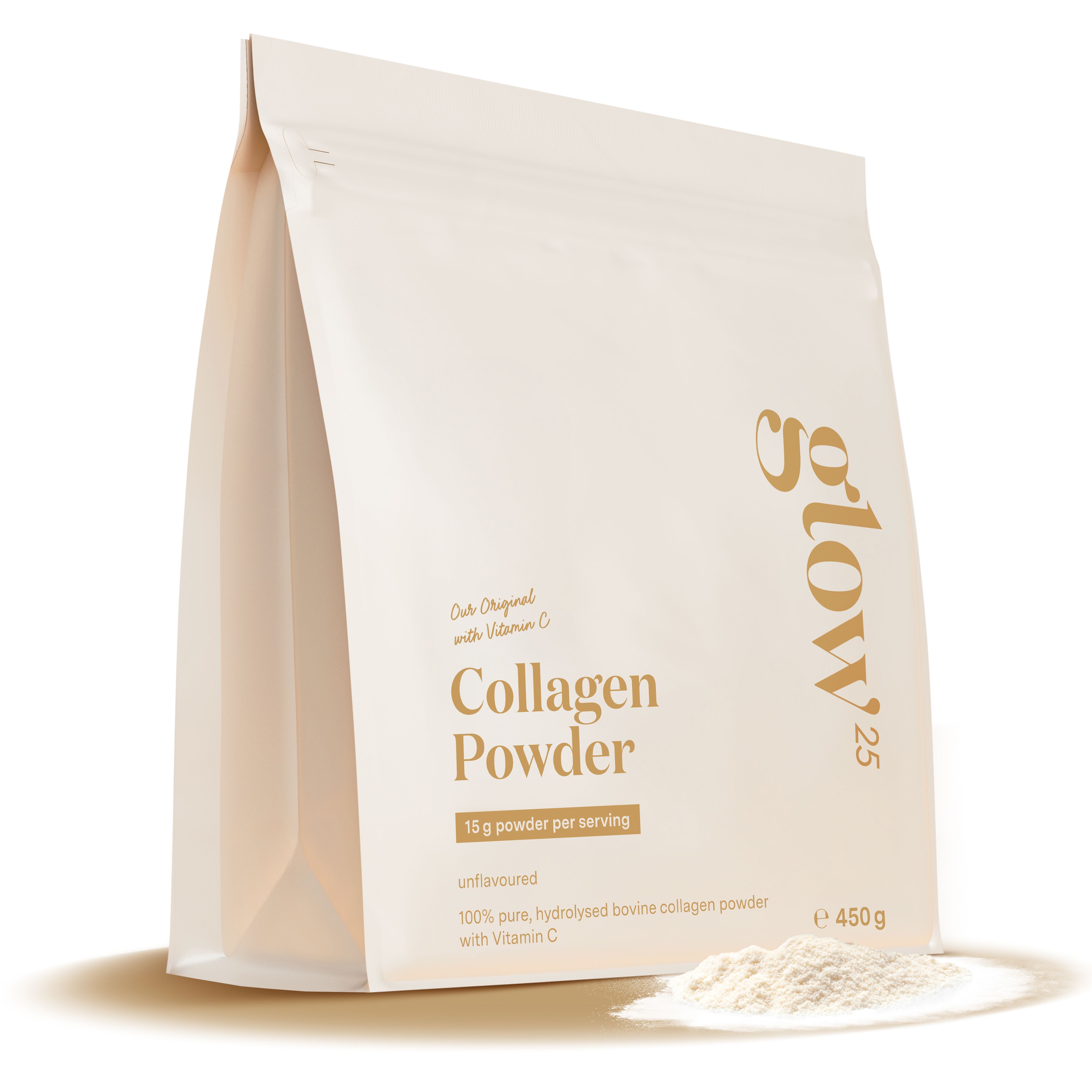 Glow25® Collagen Pulver [450g] – Il Nostro Originale – Collagene Idrolizzato con Vitamina C