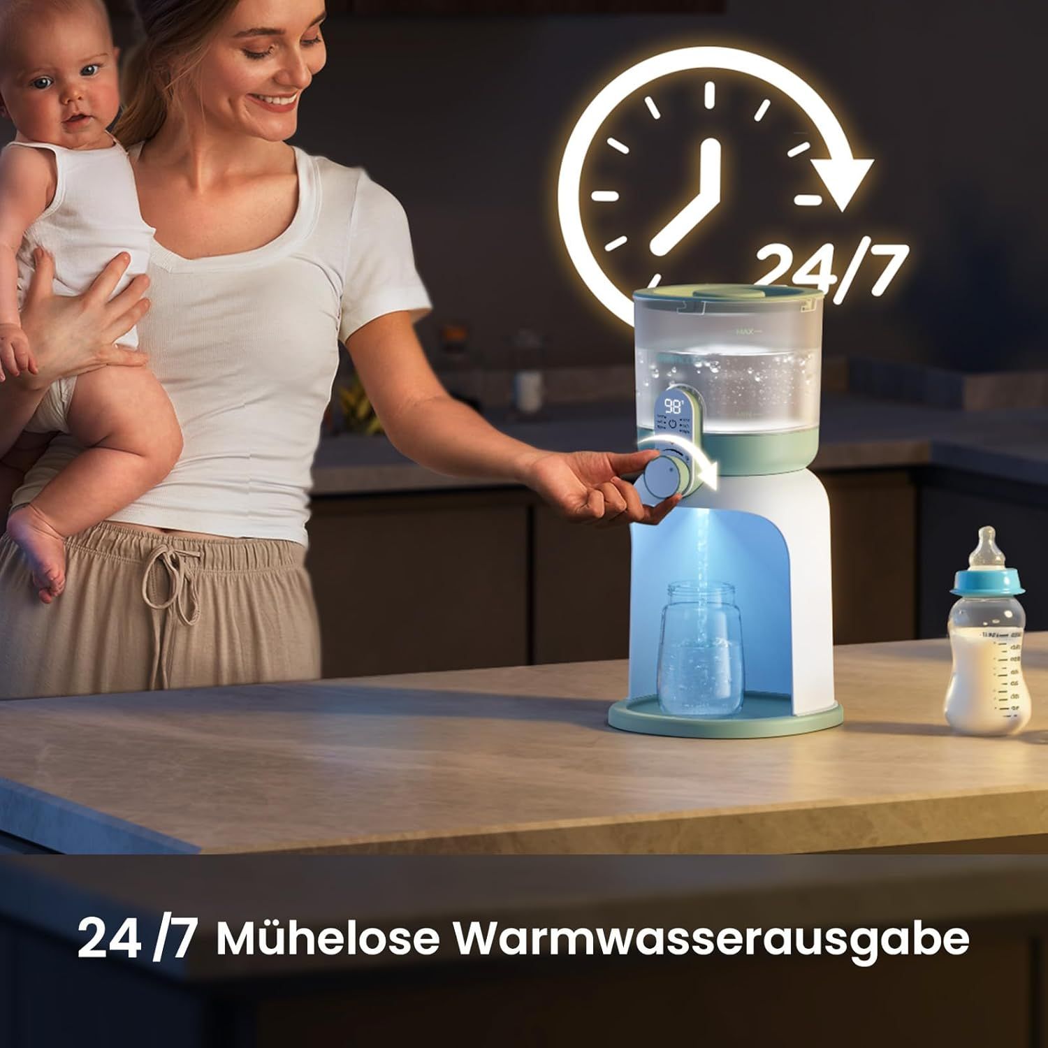 Preparatore di biberon per bambini Momcozy con doppia illuminazione LED