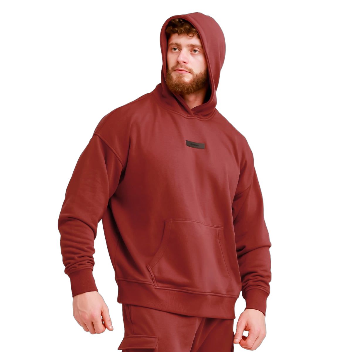 GymBeam Felpa uomo con cappuccio oversize Unstoppable Red