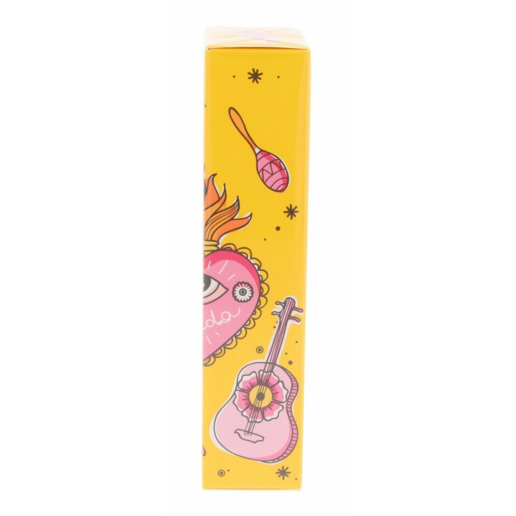 Confezione gialla con illustrazioni. Chitarra, cuore, maracas e stelle. Scritta: Escada.