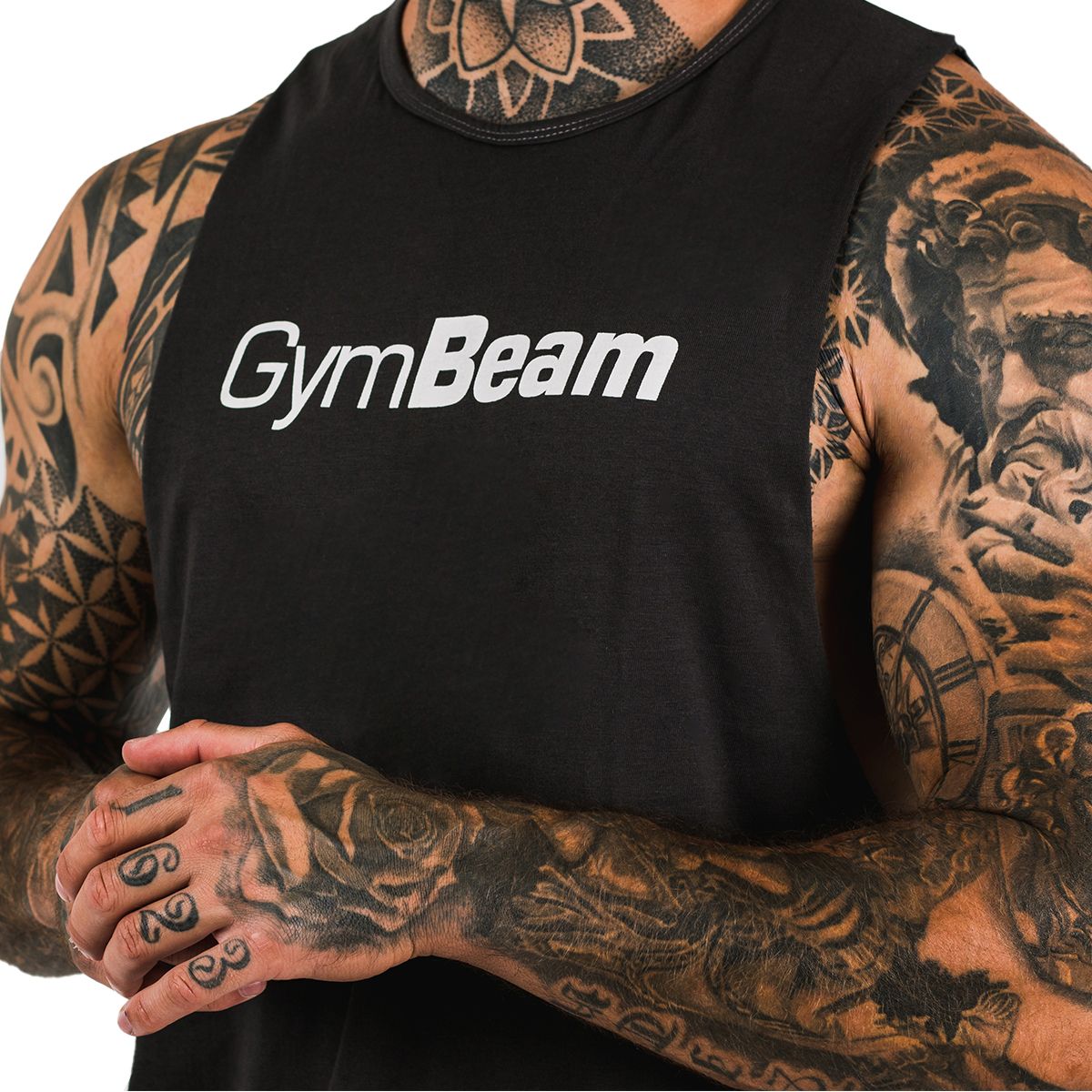 GymBeam Canotta uomo Cut Off Black con vestibilità morbida in cotone e poliestere