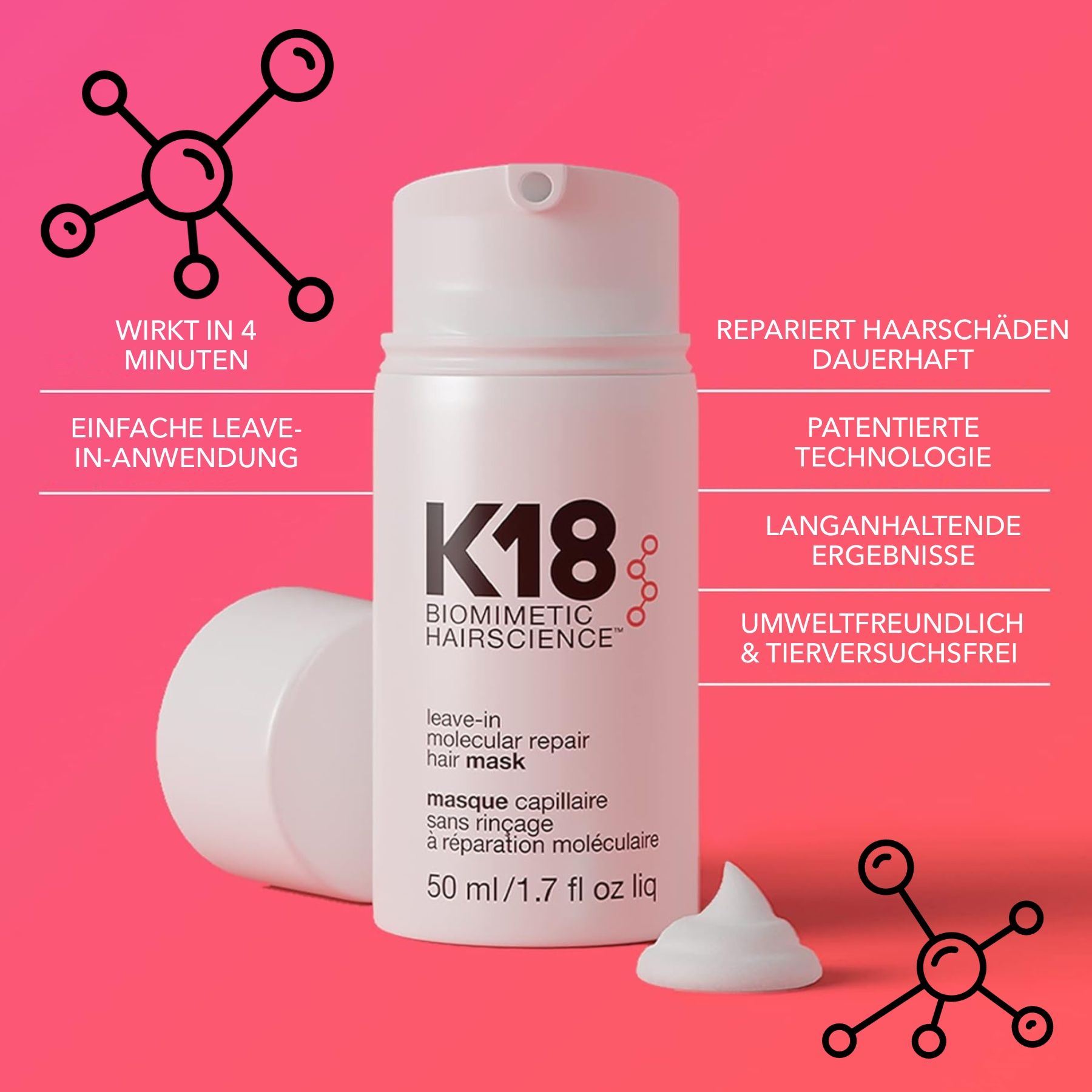 P-beauty K18  Maschera per capelli  per la cura dei capelli e la riparazione molecolare