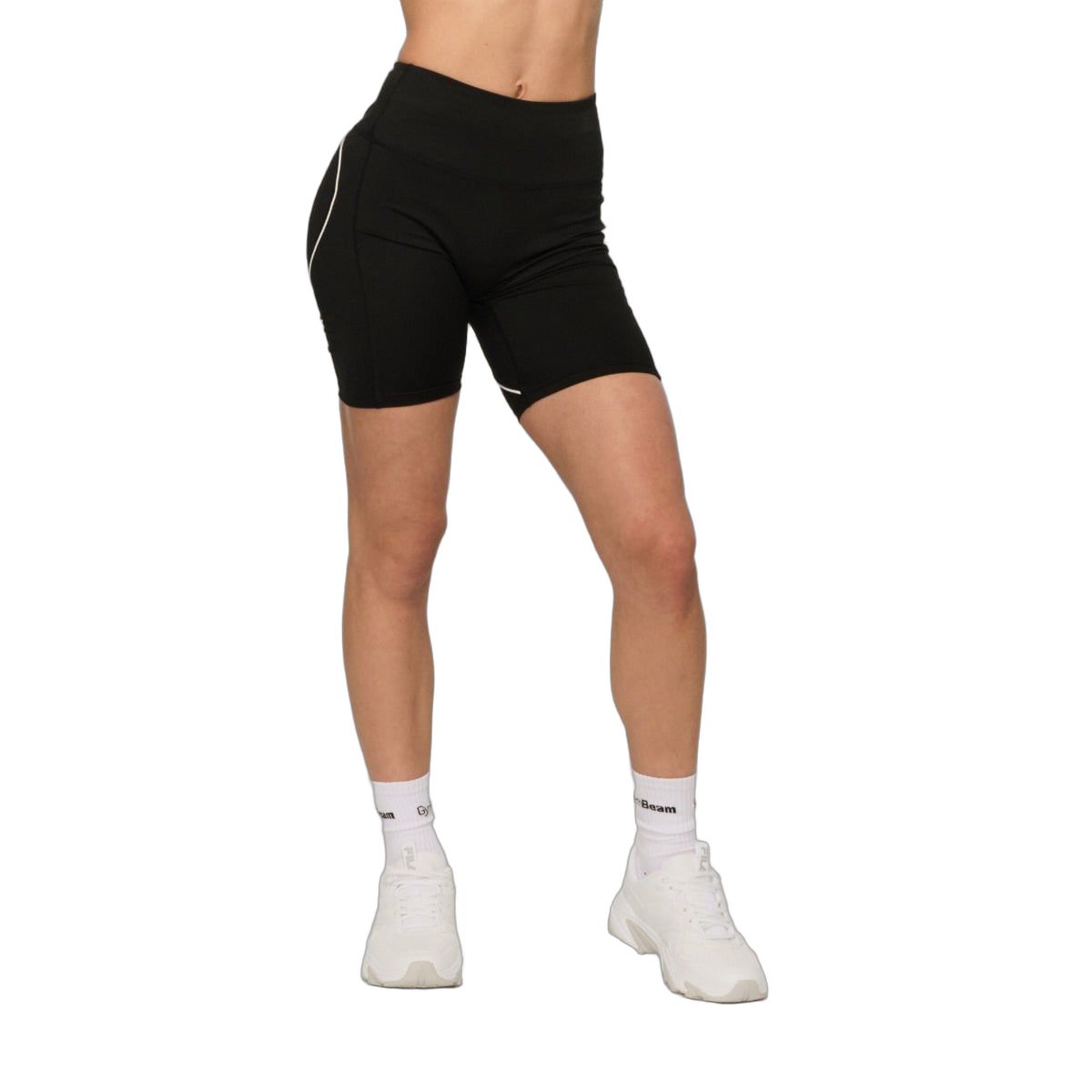 GymBeam Pantaloncini donna slim a vita alta Varsity Black
