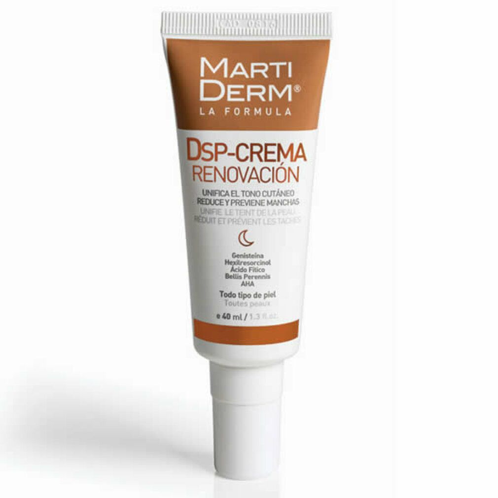 Tubo di crema con nome e ingredienti. Colori arancione e bianco. Volume: 40 ml.