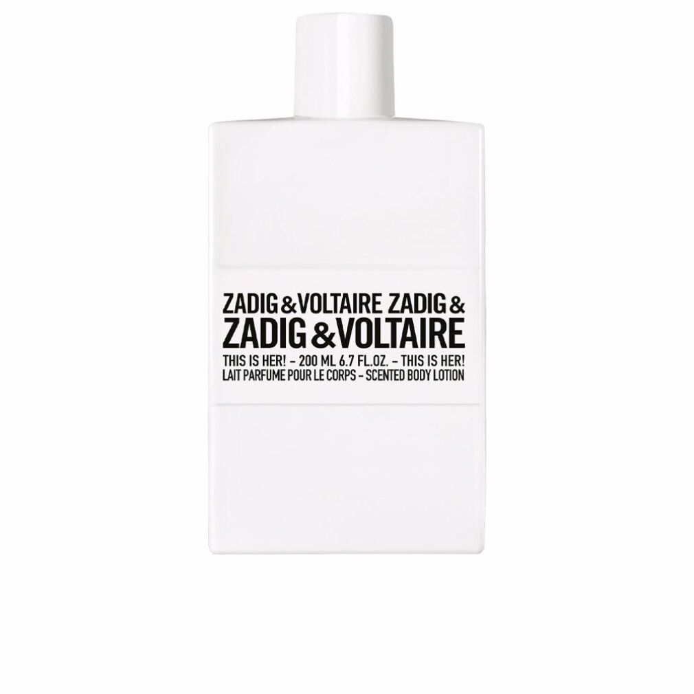 Flacone bianco con scritta Zadig & Voltaire. This is Her! Latte corpo profumato. 200 ml.