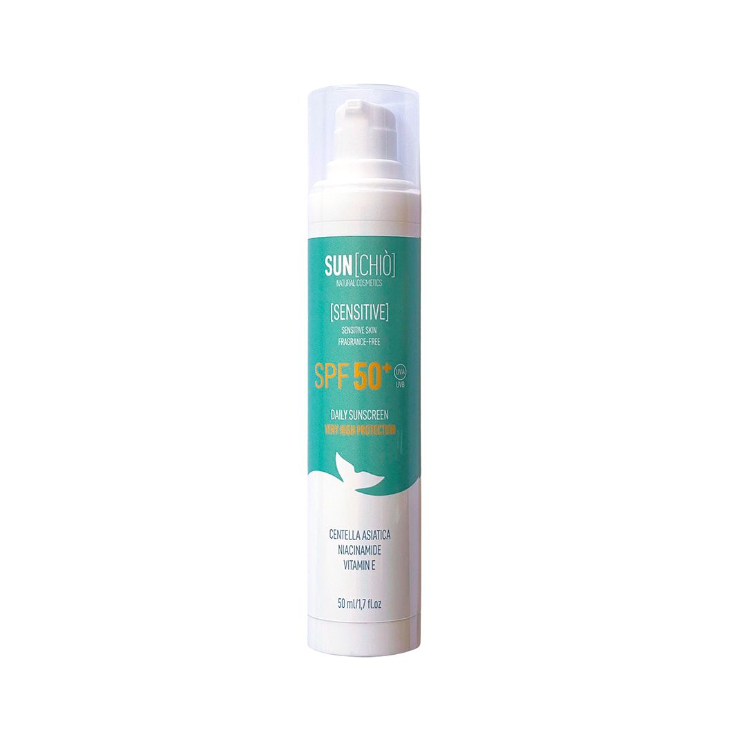 Chiò Skincare, Sunchiò SENSITIVE Crema Solare Viso SPF 50+, Protezione Molto Alta, Pelle Sensibile
