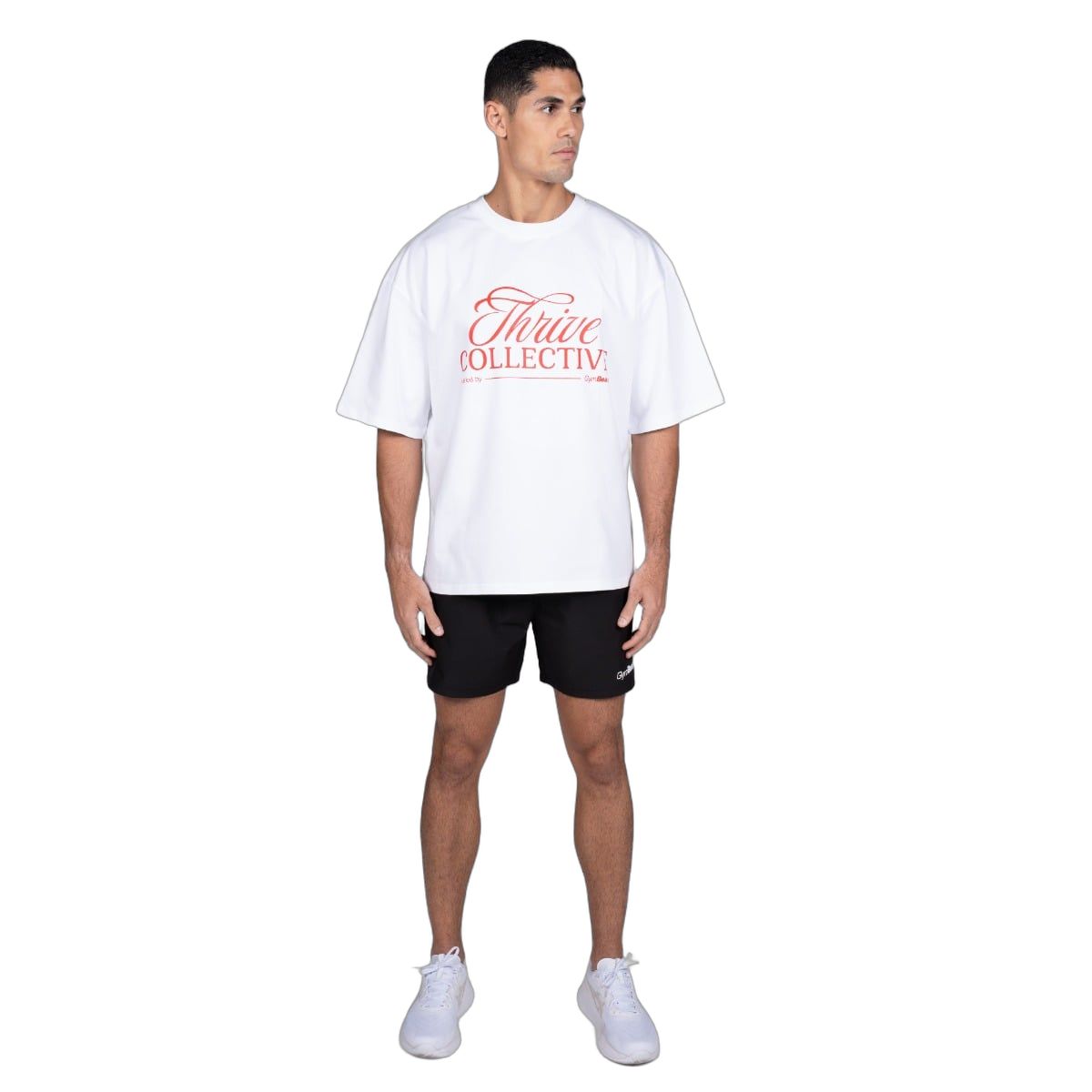 GymBeam Maglietta uomo Thrive oversize modello White