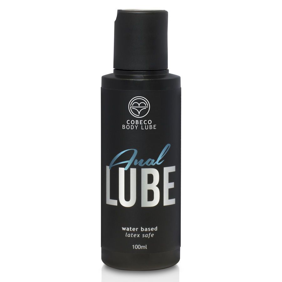 Flacone nero di Cobeco Body Lube Anal Lube, 100ml, a base d'acqua, sicuro per lattice.