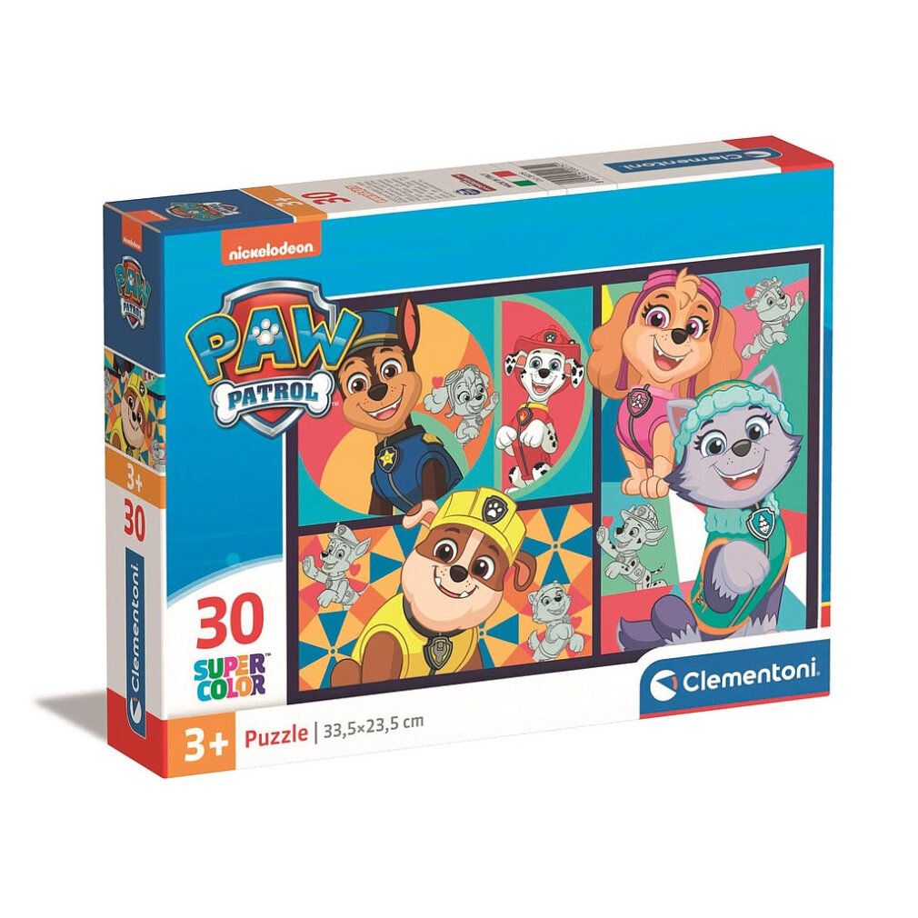 Confezione del puzzle Clementoni Paw Patrol. 30 pezzi, Super Color. Da 3 anni. Dimensioni: 33,5x23,5 cm.