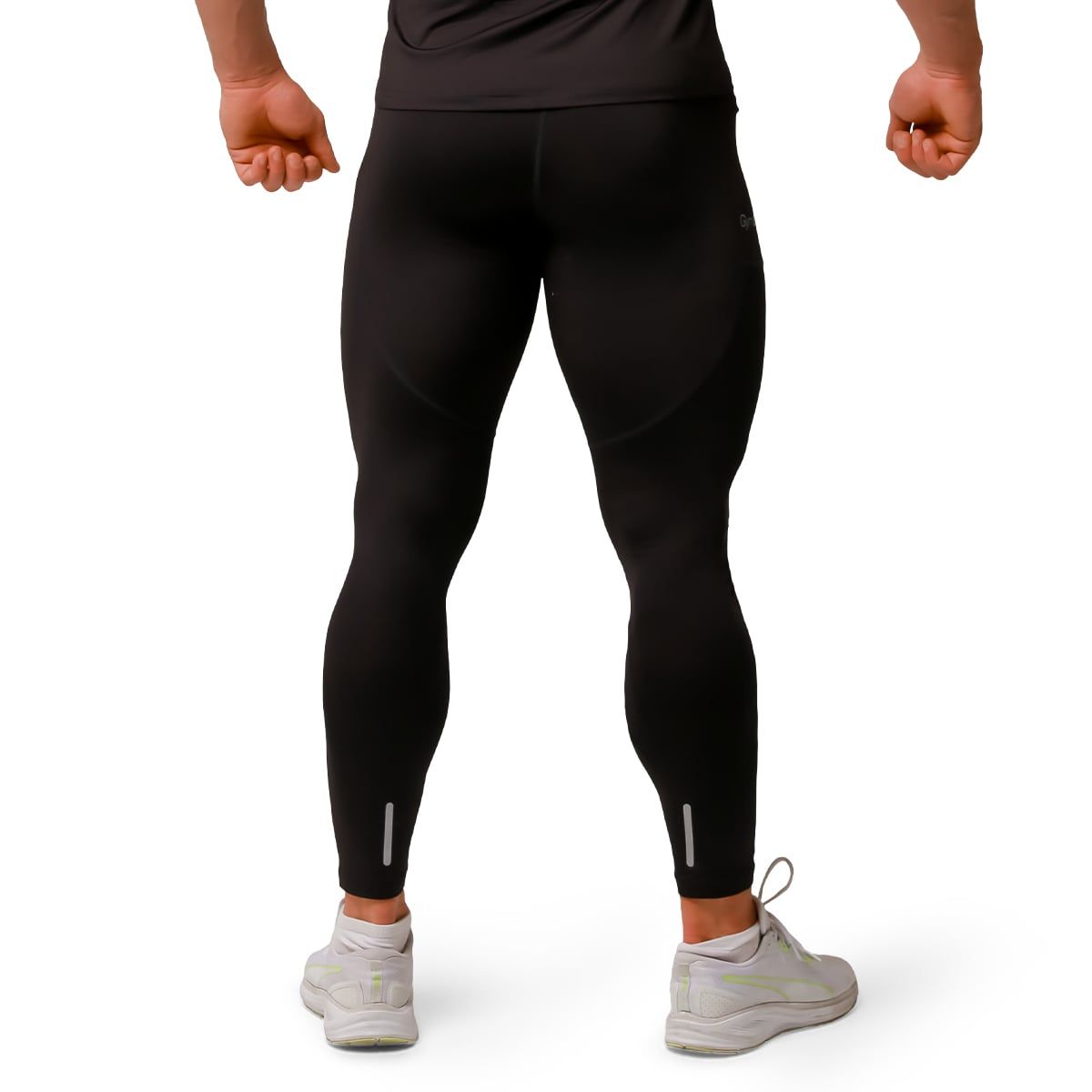 GymBeam Leggings uomo Pulse Running slim neri con tasche laterali