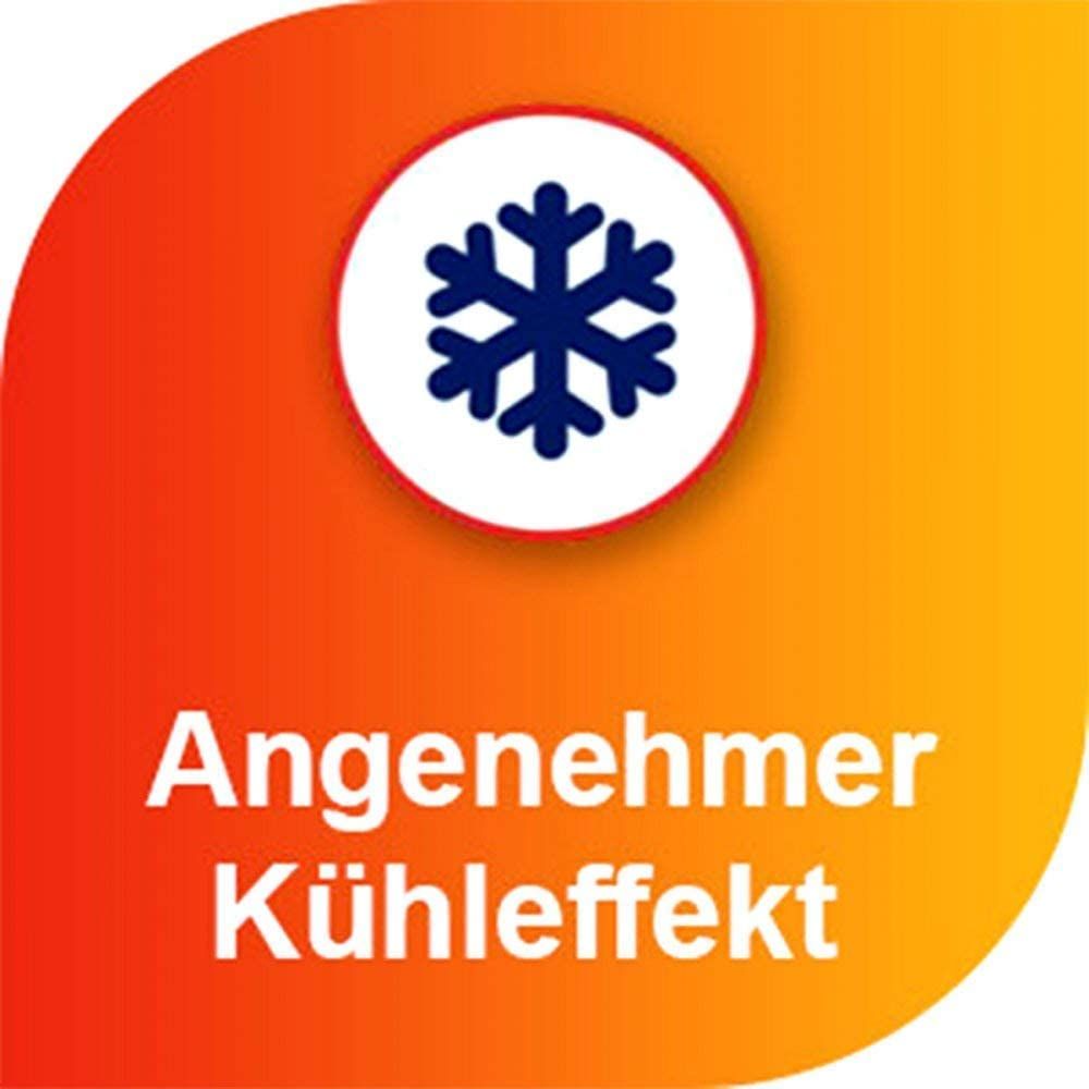 Sfondo arancione con testo bianco: Piacevole effetto rinfrescante. Fiocco di neve in un cerchio.