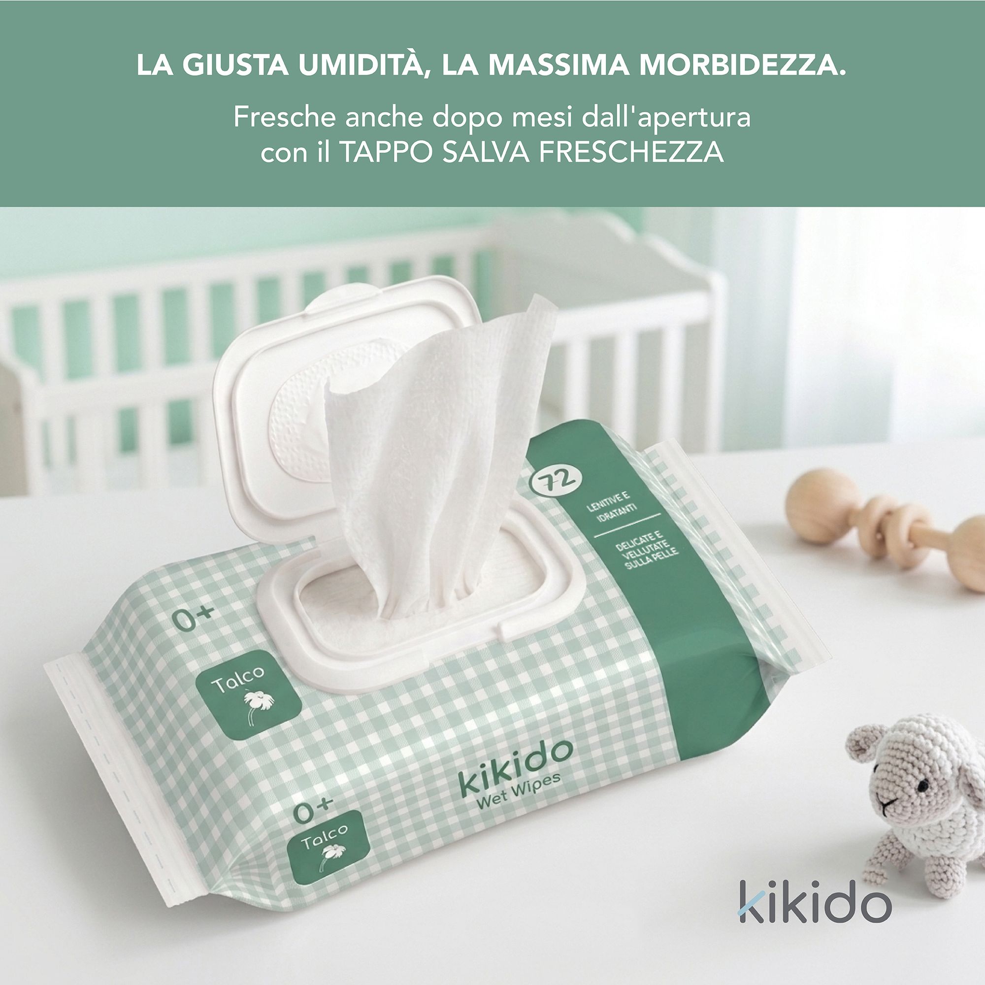 Kikido Salviette Neonato Talco con Aloe Vera