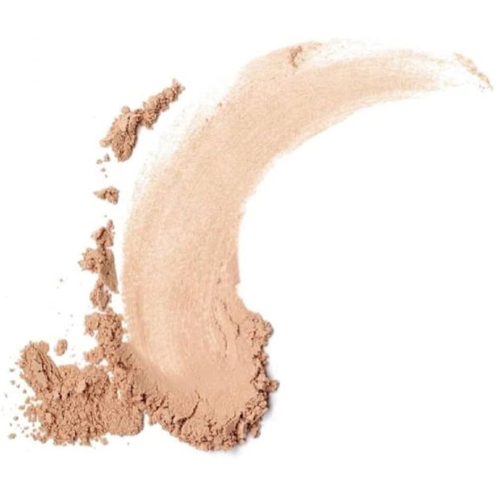 Campione di polvere chiara. Colore beige chiaro. Alcune particelle di polvere.