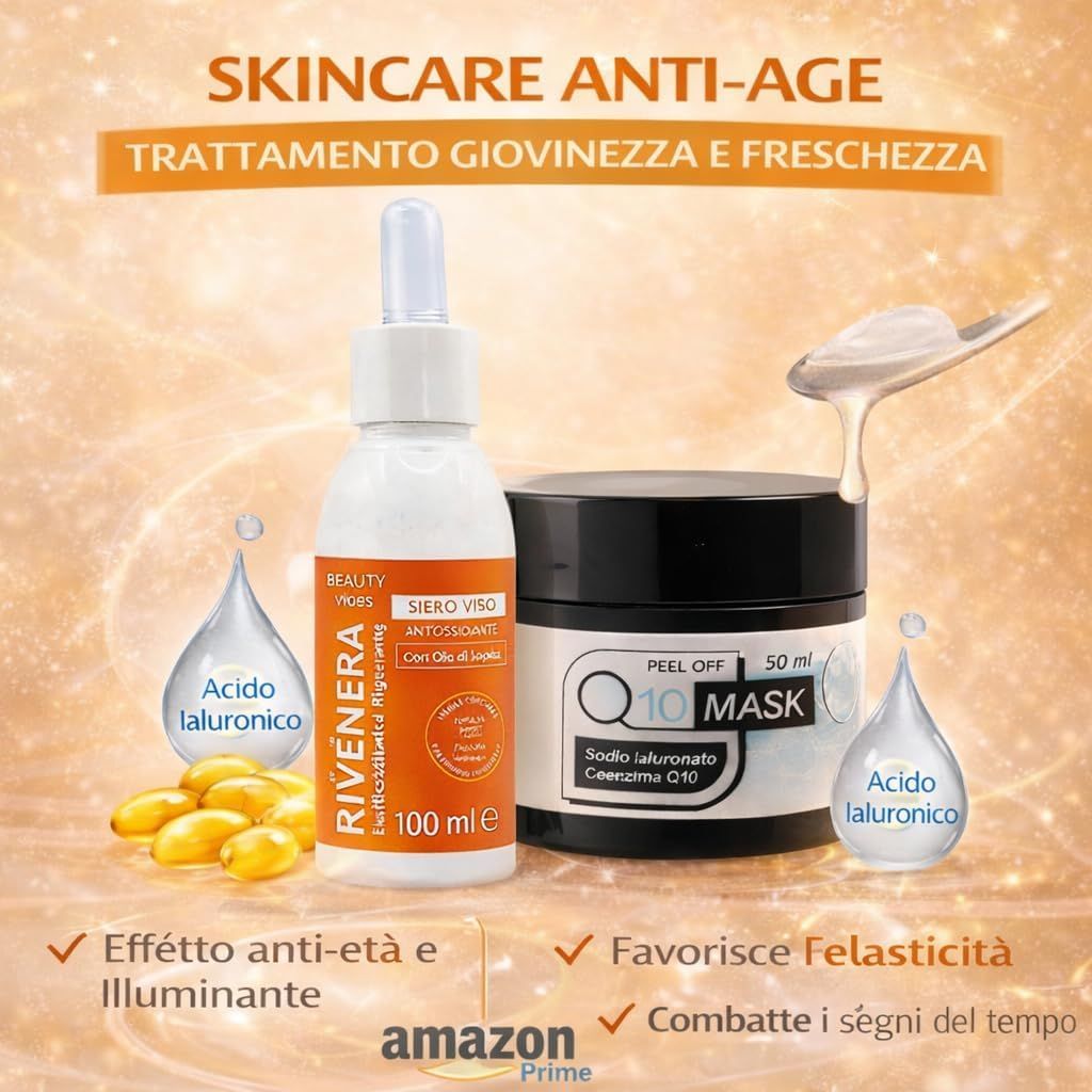 Aloha Labs – Maschera Peel Off Q10 Mask + Siero Viso Rivenera