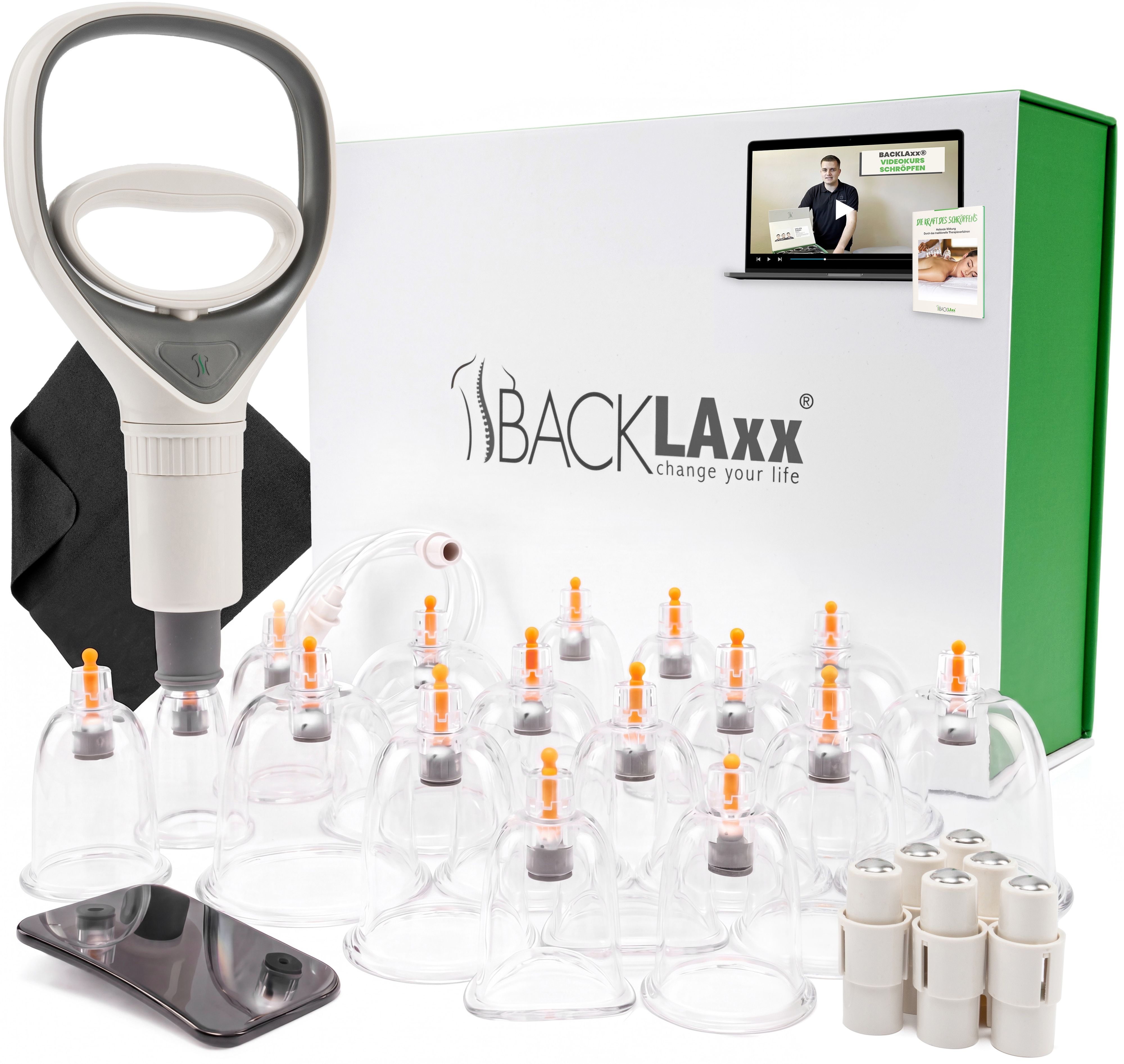 BACKLAxx® Set di Coppette Cupping con 12 Campane