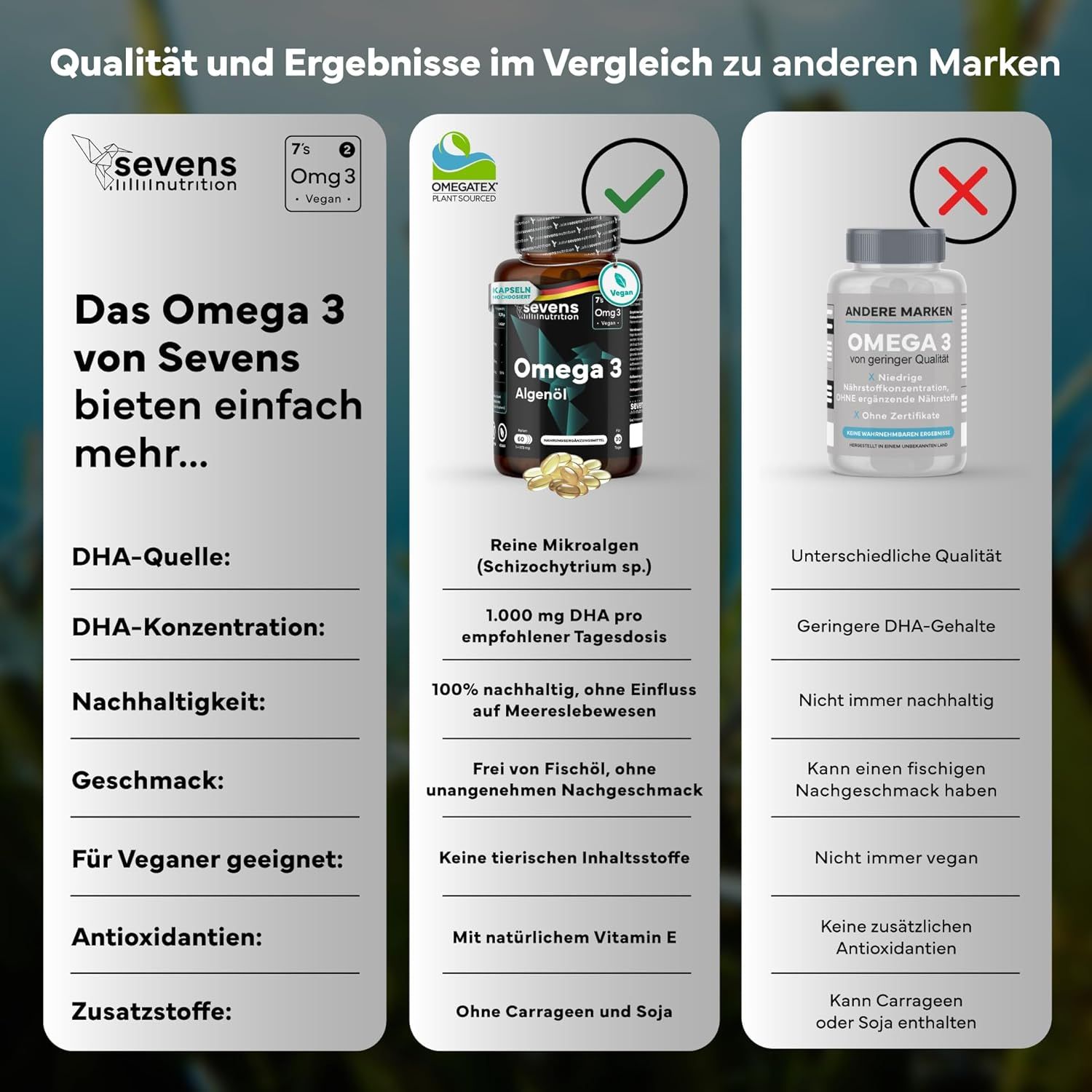 SEVENS NUTRITION Capsule Premium Omega 3 Vegano da Olio di Alghe