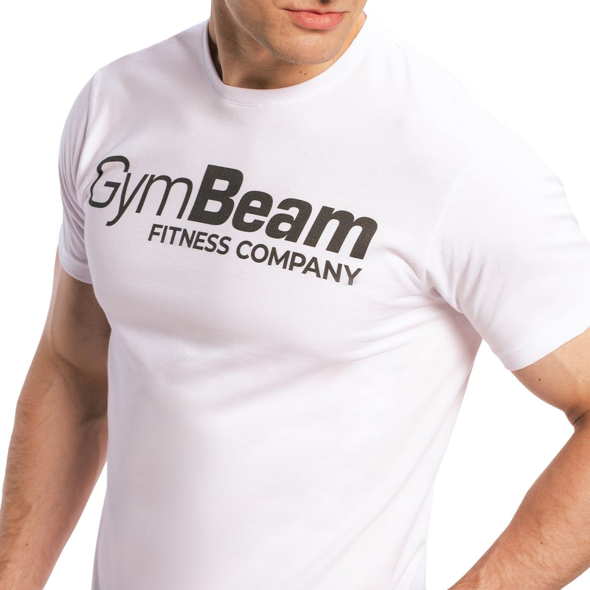 GymBeam T-shirt uomo Fitness in cotone bianca regular