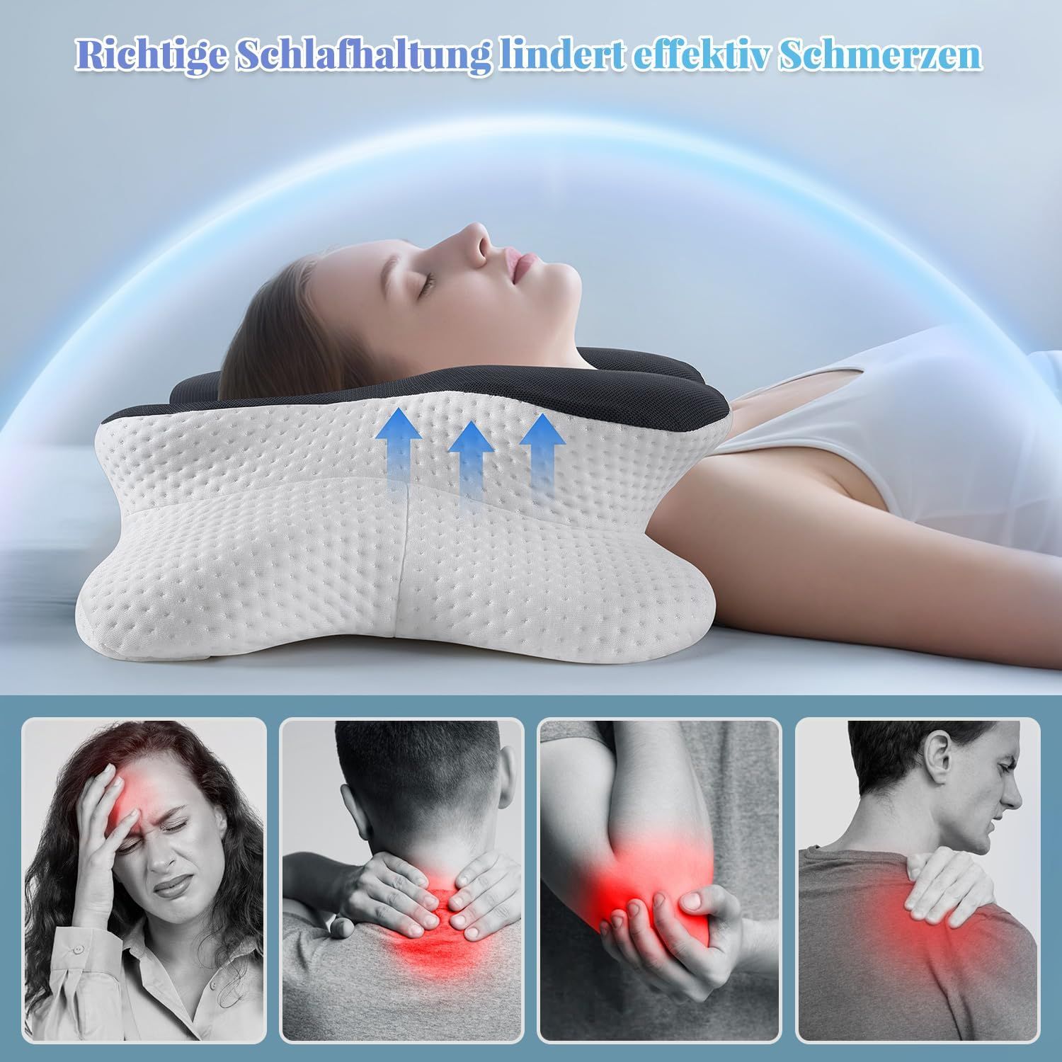 Cuscino ergonomico Nourideaux – cuscino per il collo e per il sonno, supporto per il riposo e il com
